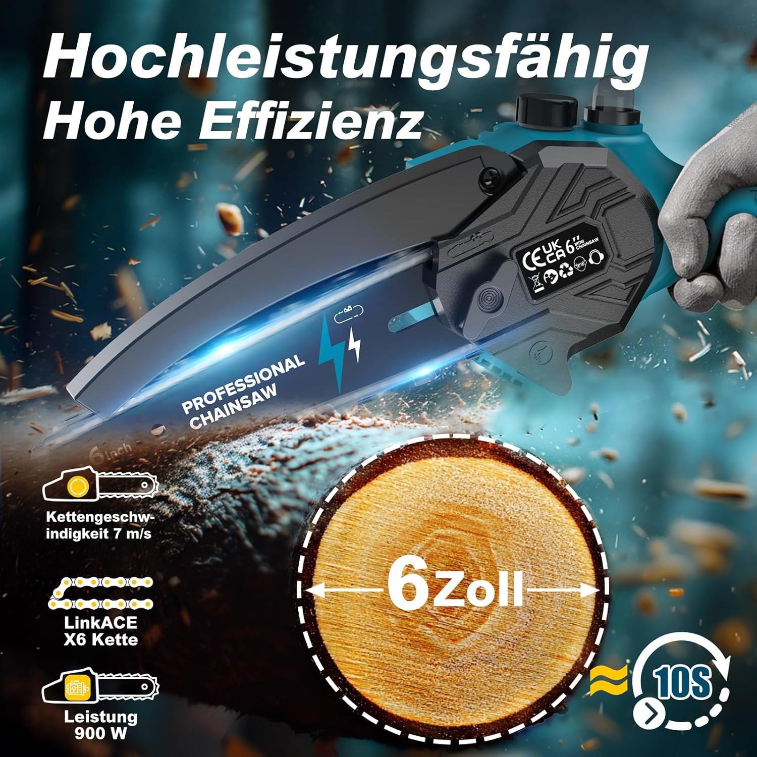 Rinoxar Akku-Kettensäge 6 Zoll Mini Handkettensäge, günstig online kaufen