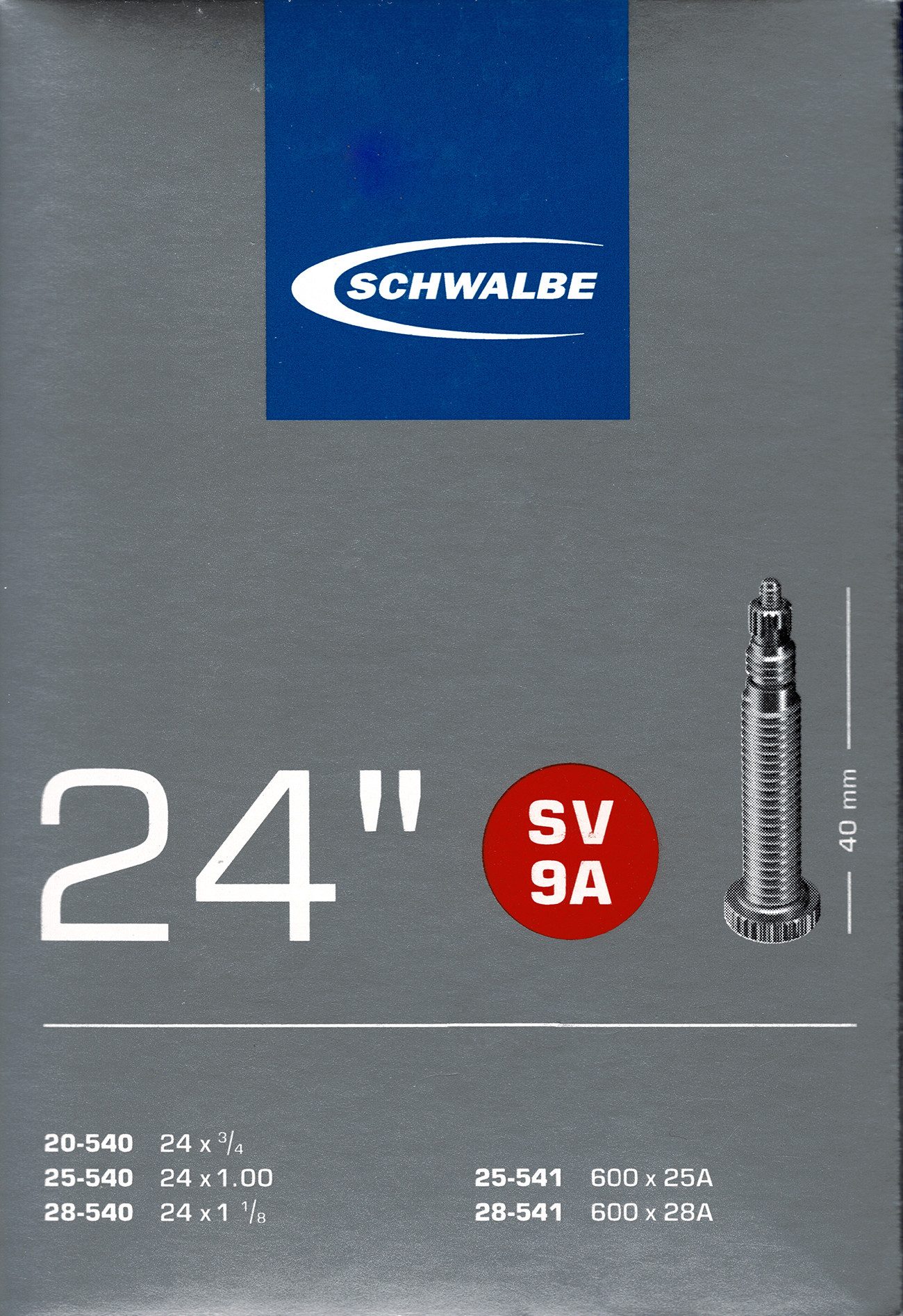 Fahrradschlauch Schwalbe SV 9A 24 Zoll Rollstuhl Schlauch Sclaverand Ventil