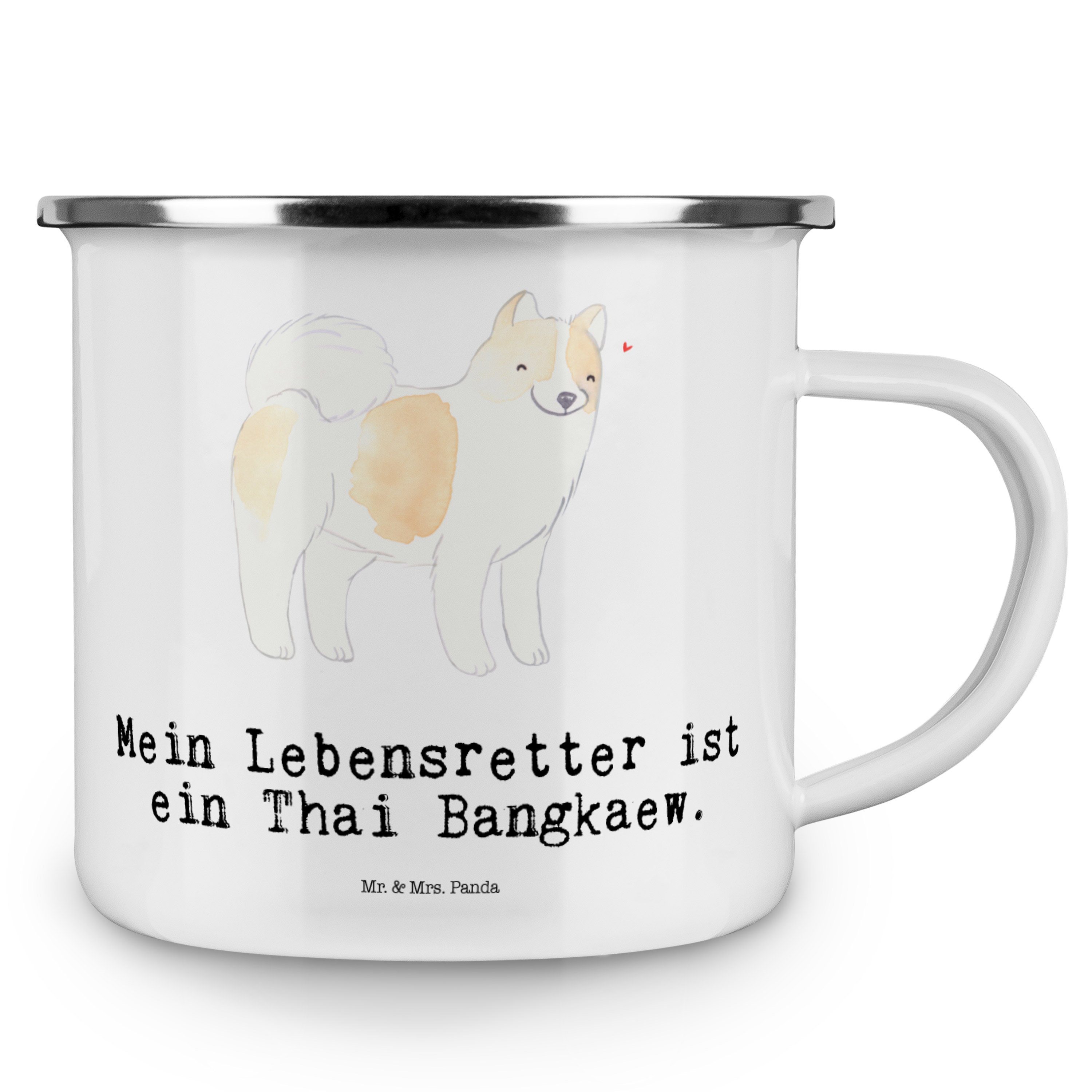 We, Geschenk, - Thai Mr. Panda & Lebensretter Trinkbecher, Emaille Weiß Bangkaew Mrs. Becher Emaille -