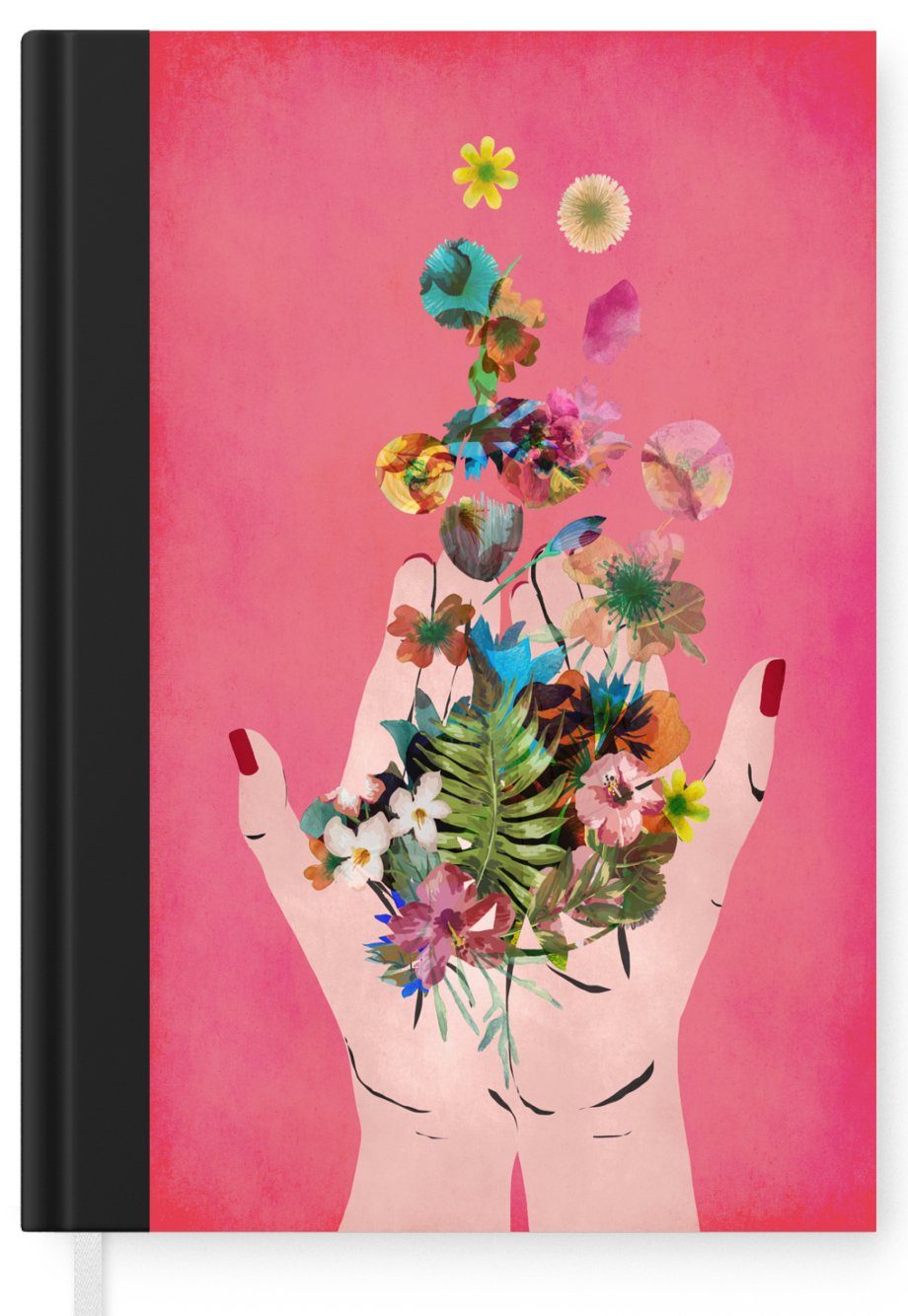 MuchoWow Notizbuch Blumen Tagebuch, Rosa - - Journal, Kunst, Notizheft, 98 - Merkzettel, Abstrakt Seiten, A5, Haushaltsbuch