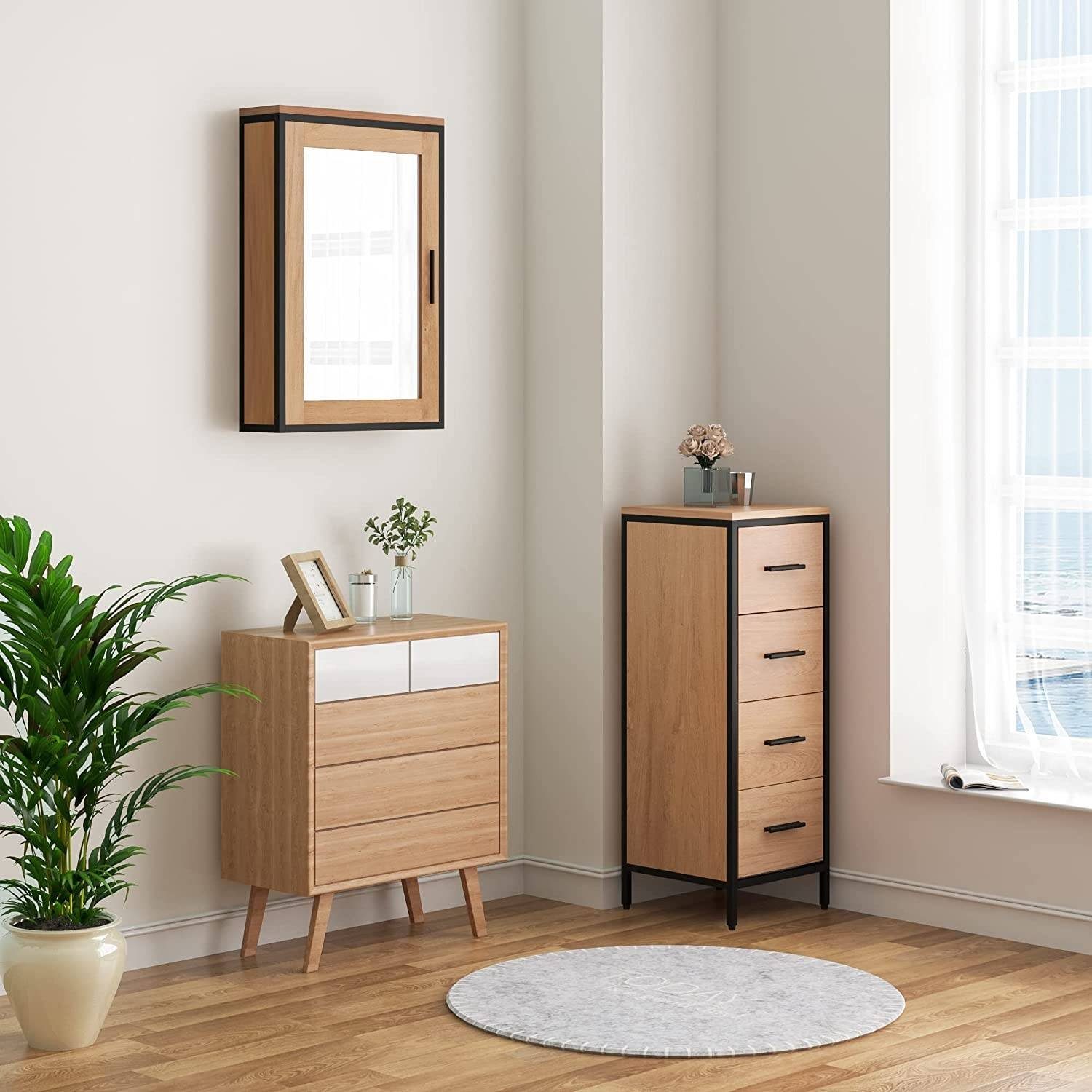 EUGAD Hochschrank (1-St) mit 4 Schubladen aus Metall + Holzwerkstoff, 30x82x30 cm – Bild 5 von 5