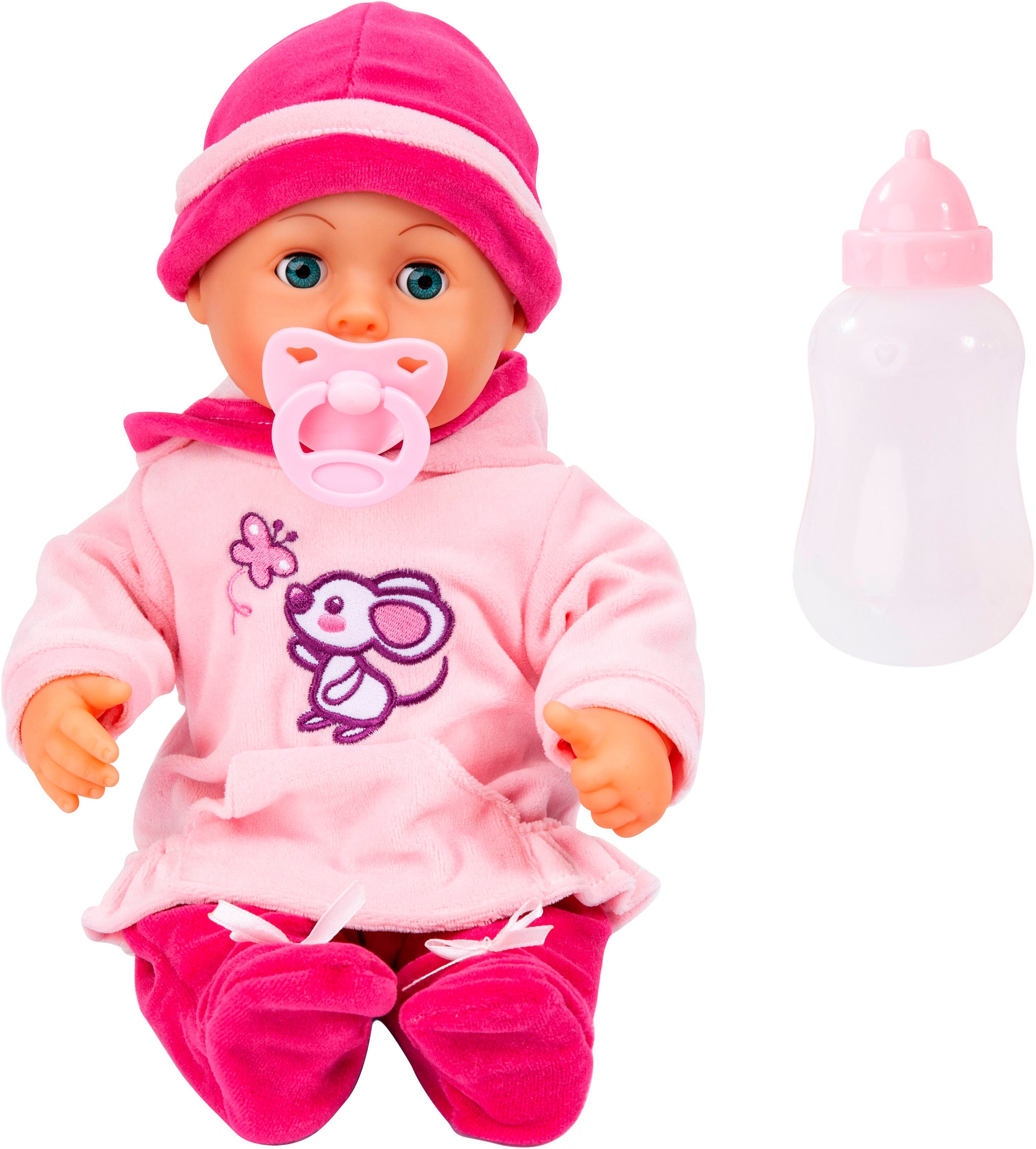 Bayer Babypuppe First Words Baby, 38 cm, Maus rosa (3-tlg), mit Schlafaugen günstig online kaufen