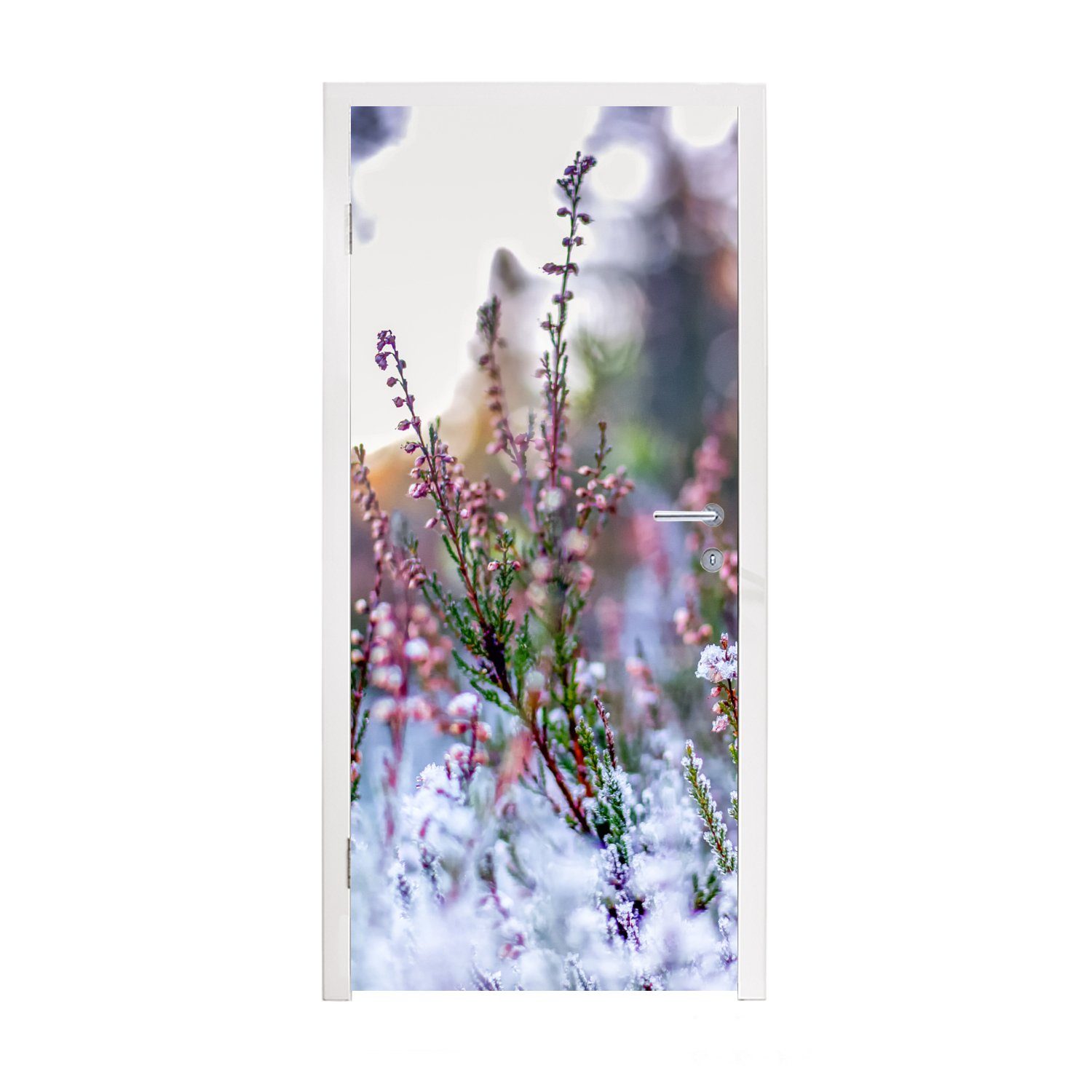 MuchoWow Türtapete Blumen - Winter - Schnee, Matt, bedruckt, (1 St), Fototapete für Tür, Türaufkleber, 75x205 cm