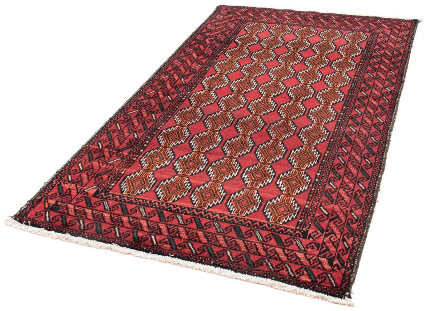 Hochflor-Läufer Belutsch Durchgemustert Rosso 186 x 104 cm, morgenland, rechteckig, Höhe: 8 mm, Handgeknüpft | Shaggy-Teppiche