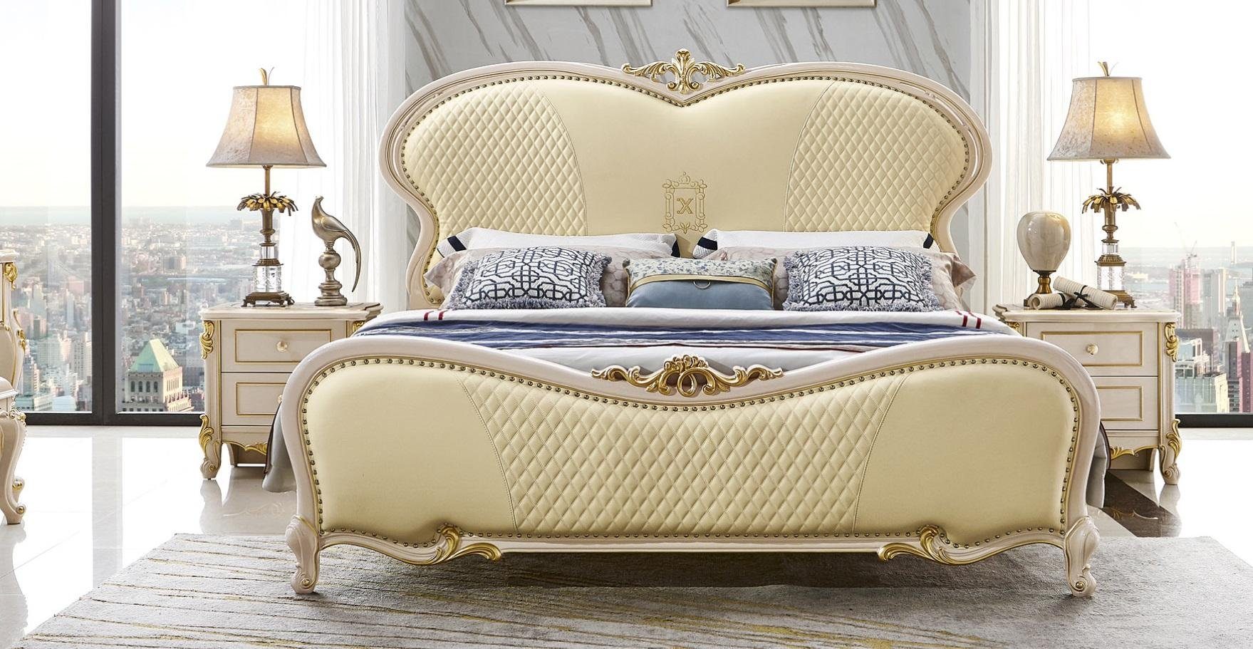 JVmoebel Bett, Designer Bett Doppel Schlaf Chesterfield Leder Zimmer Betten Hotel