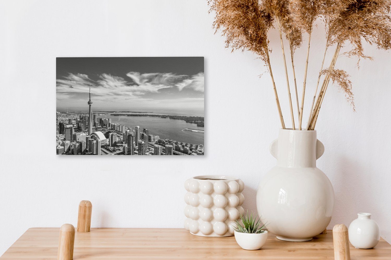 OneMillionCanvasses® Leinwandbild St), auf Wandbild mit den Kanada Toronto (1 30x20 Ontariosee Wanddeko, in Blick Leinwandbilder, Luftaufnahme Aufhängefertig, von -, cm