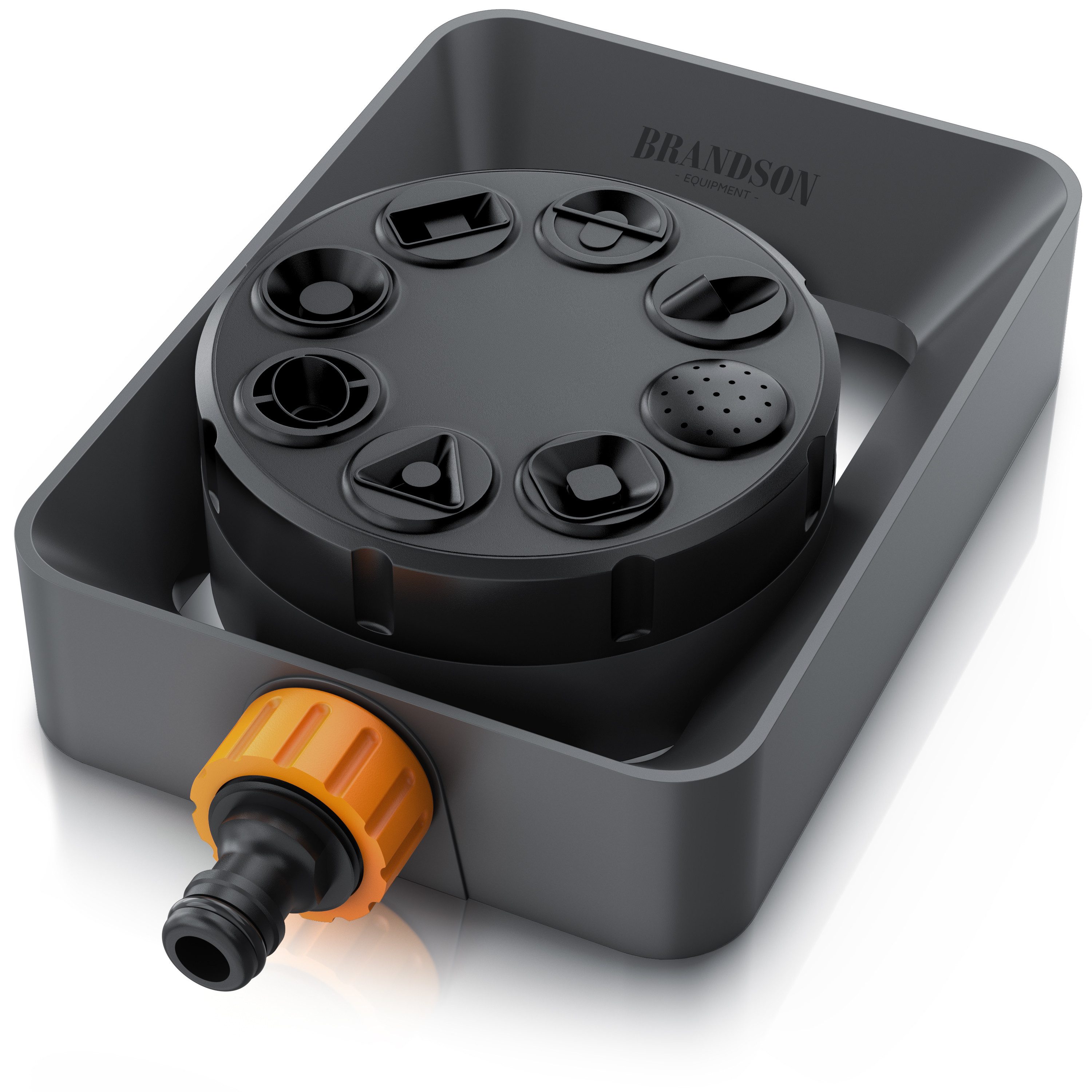 Brandson Vielflächenregner Garten Sprinkler, 360° Flächenregner, 8 Sprühmodi, 110m² Bewässerung, für Flächen bis 110 m², (1-St), Eingang 3/4 Zoll, Schnellkupplungsadapter 1/2 Zoll, bis zu 6 bar