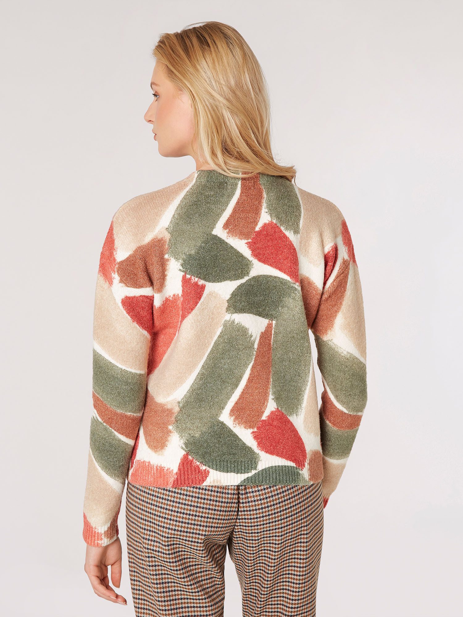 Apricot Strickpullover Kurzpullover mit Pinselstrichmuster