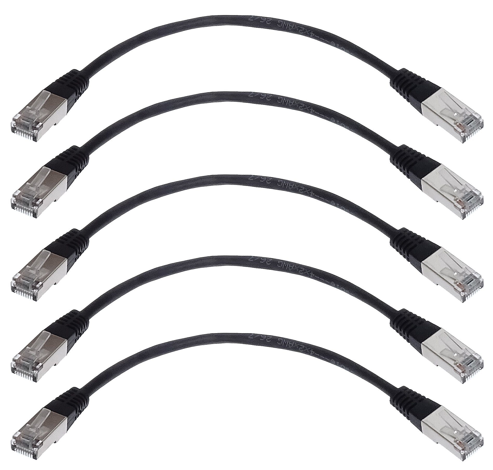 shortix kurzes LAN-/Patch-Kabel (2x RJ45 Stecker). Cat.5e. 25cm. 5/10 Stück. LAN-Kabel, RJ-45 (Ethernet), RJ-45 (Ethernet), kurz, schwarz, Farbmix