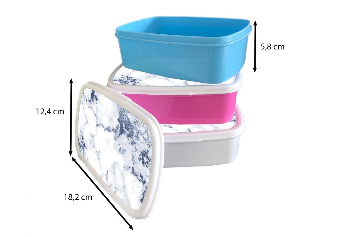 MuchoWow Lunchbox Kinder - Kunststoff, (2-tlg), und Steine, Jungs Marmor - für Weiß Erwachsene, Brotbox Brotdose, für und Mädchen