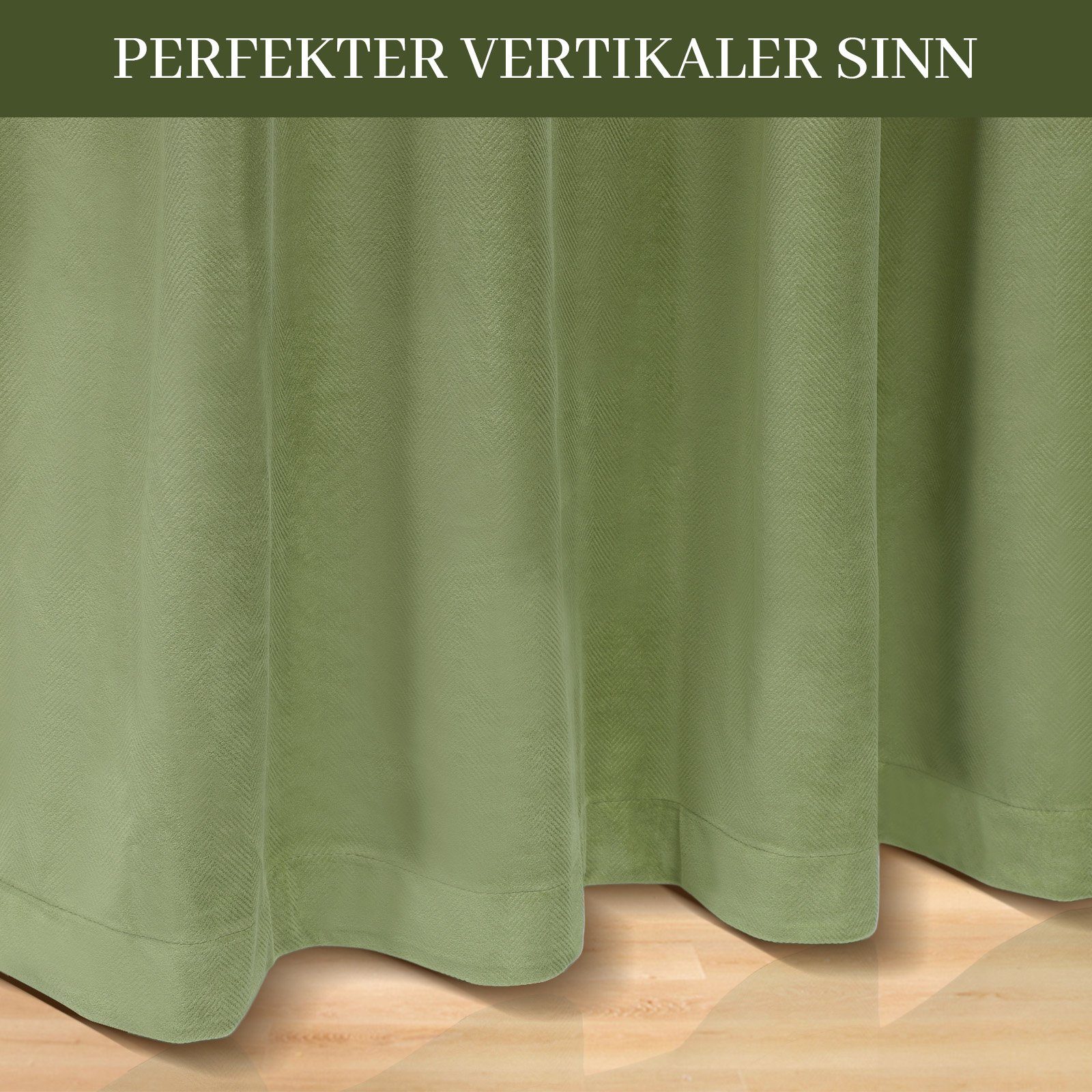 Geprägtes Set Blickdicht mit Grün Verdunkelungsgardinen Salbei für St), (2 Geometrisches, Kräuselband, Thermogardine 2er Schlafzimmer Sunicol, Samt Wohnzimmer, Vorhang