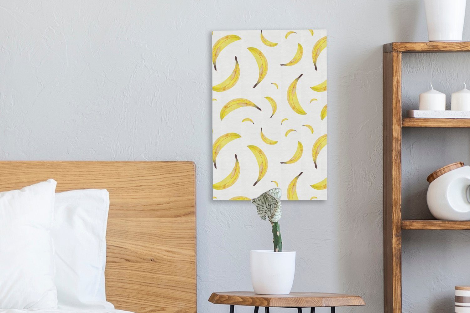 OneMillionCanvasses® Leinwandbild Bananen - Obst Gelb, inkl. - Zackenaufhänger, cm Gemälde, bespannt Leinwandbild 20x30 fertig (1 St)