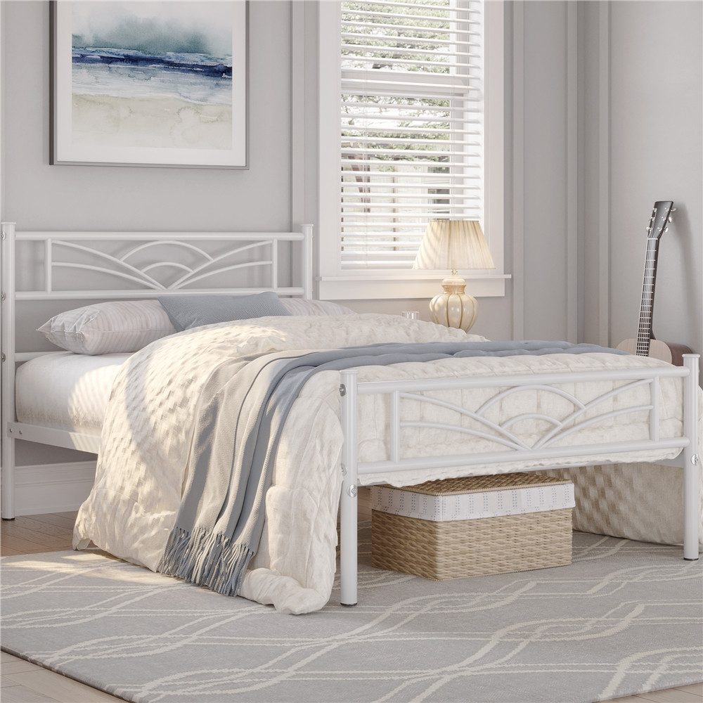 Yaheetech Bettgestell Metallbett, Bettrahmen mit Kopfteil, Doppel/Einzelbet günstig online kaufen