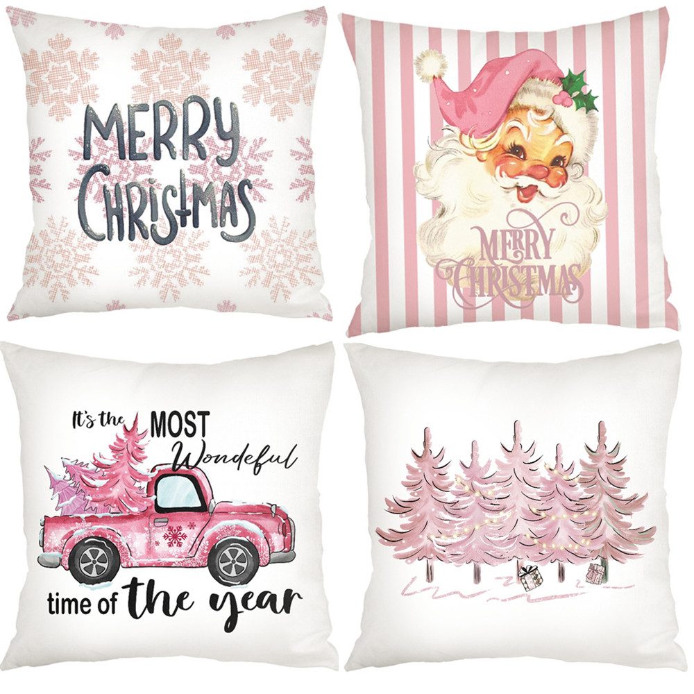 Coonoor Kissenbezüge Weihnachten Leinen Kissenbezüge 4 Stück, 45x45 cm Zier günstig online kaufen