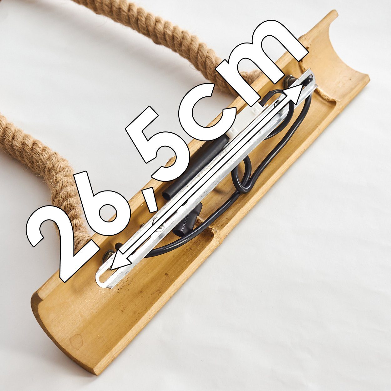 122cm Retro/Vintage-Design, Braun/Natur, 2xE27, hofstein Babumsstab Bambus/Kordel mit Hängeleuchte Höhe aus in »Chalpe« im max. ohne Hängelampe Leuchtmittel,