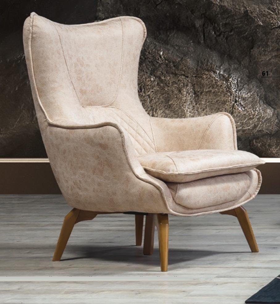 Sessel, Sessel Beige JVmoebel Design Italienischer 1 Sitzer Luxus Klassische Wohnzimmer