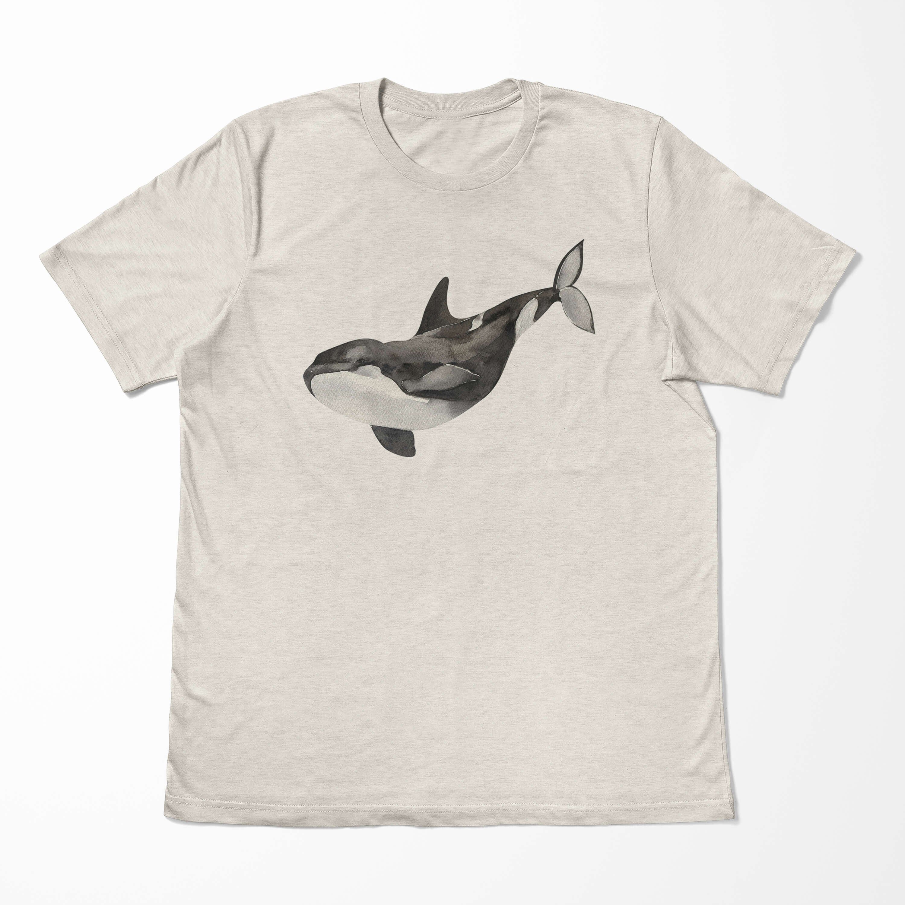 Killerwal Art 100% T-Shirt Ökomo Nachhaltig Sinus (1-tlg) gekämmte Herren Motiv T-Shirt Orca Wasserfarben Shirt Bio-Baumwolle
