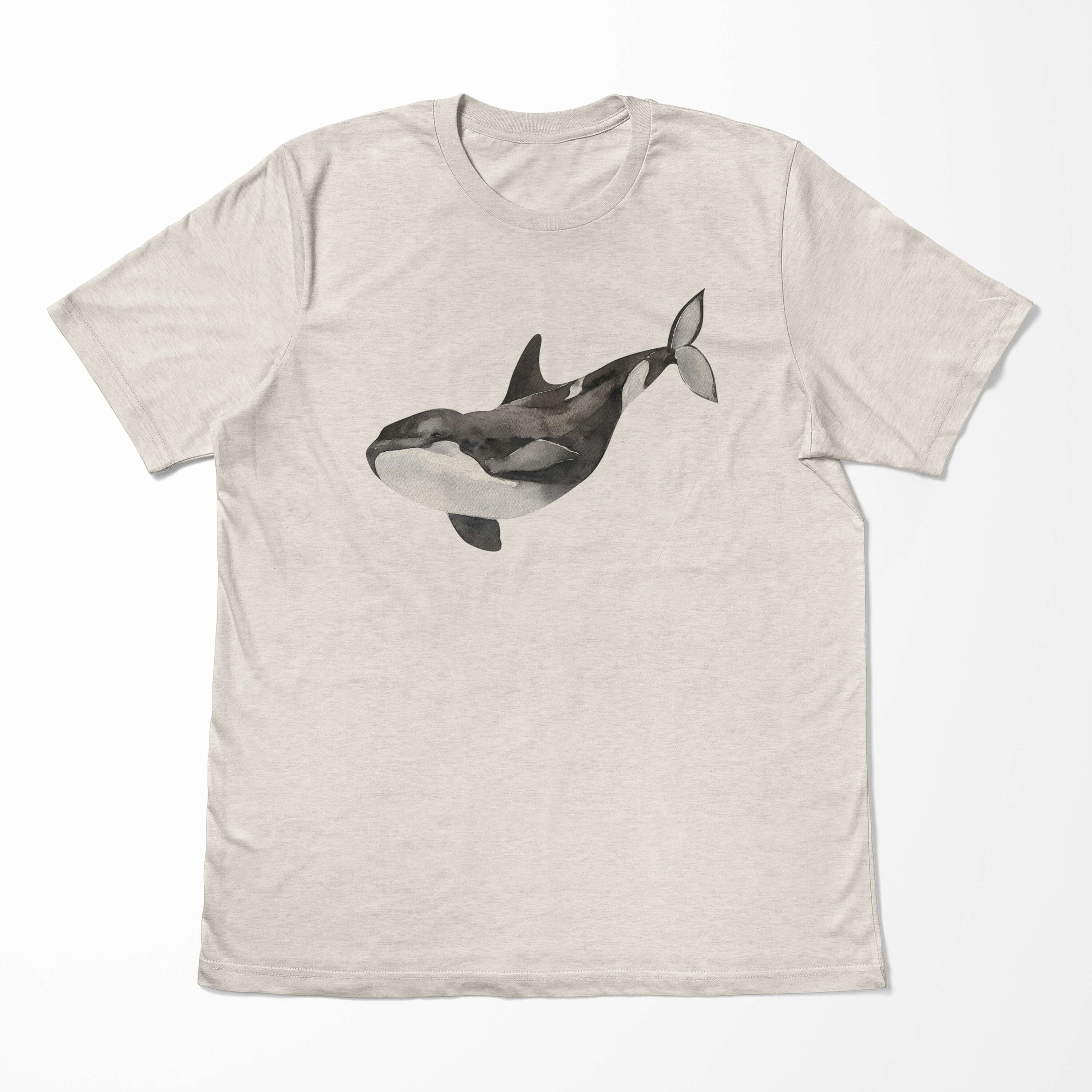 Sinus Art T-Shirt Orca Motiv Wasserfarben (1-tlg) Shirt 100% T-Shirt Ökomo Herren Killerwal Nachhaltig Bio-Baumwolle gekämmte