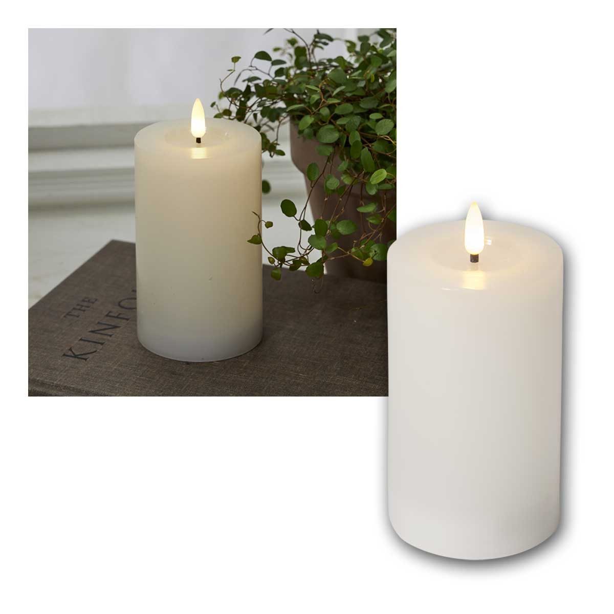 STAR TRADING LED-Kerze LED Stumpenkerze 3D-FLAMME FLOW 15x7,5cm Timer, warmweiß