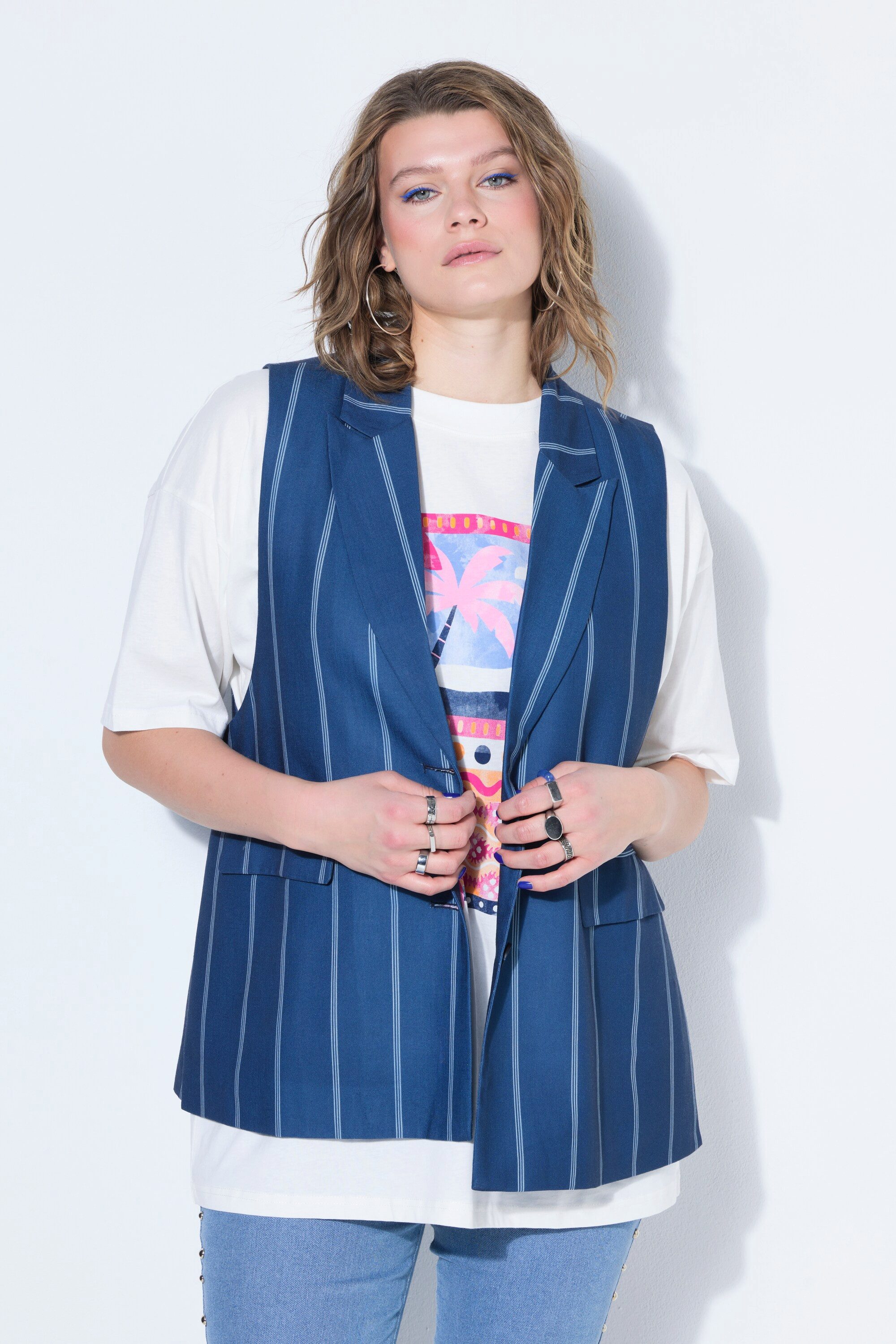 Studio Untold Steppweste Blazerweste A-Shape Nadelstreifen