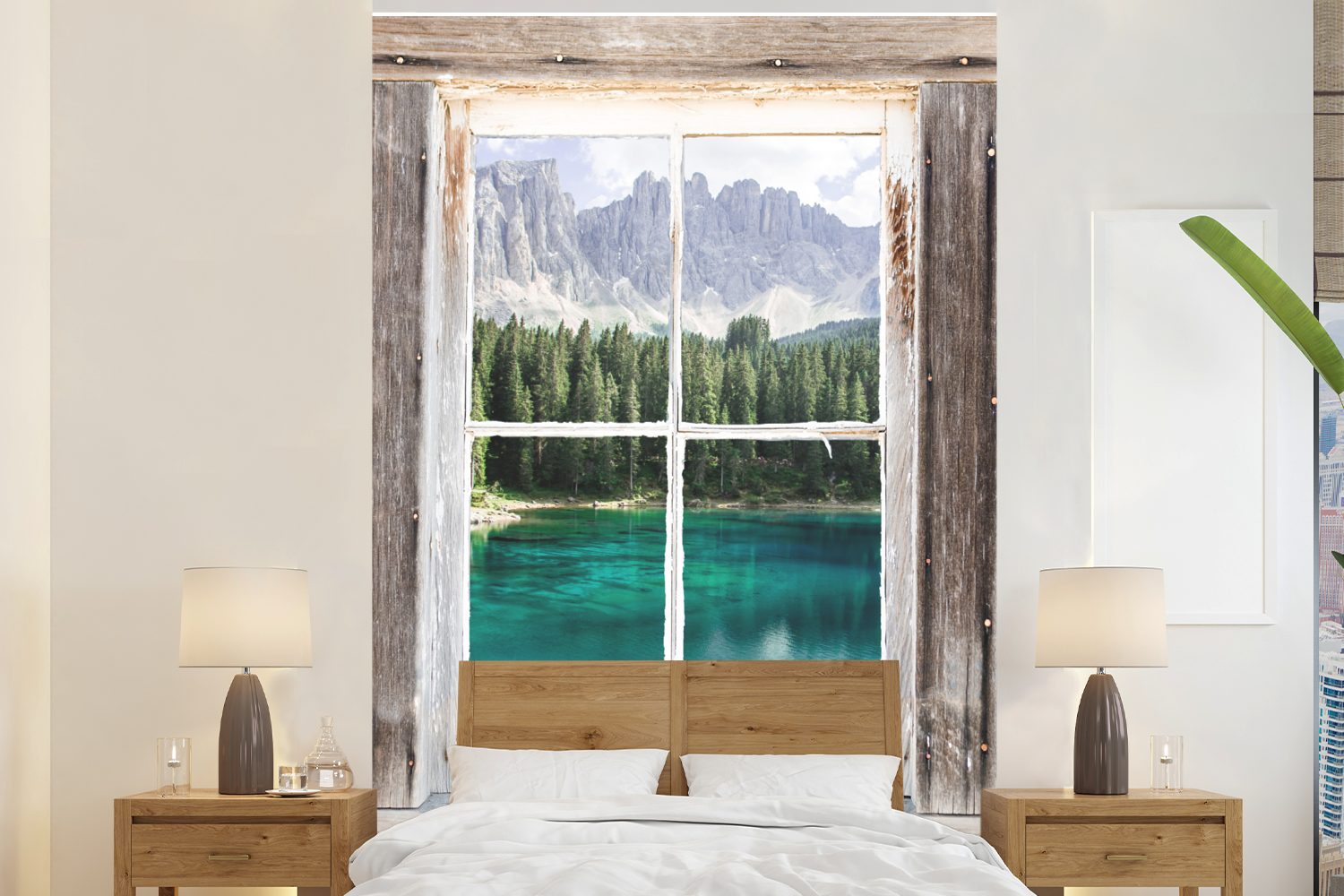 MuchoWow Fototapete Aussicht - Italien - Berg, Matt, bedruckt, (3 St), Montagefertig Vinyl Tapete für Wohnzimmer, Wandtapete