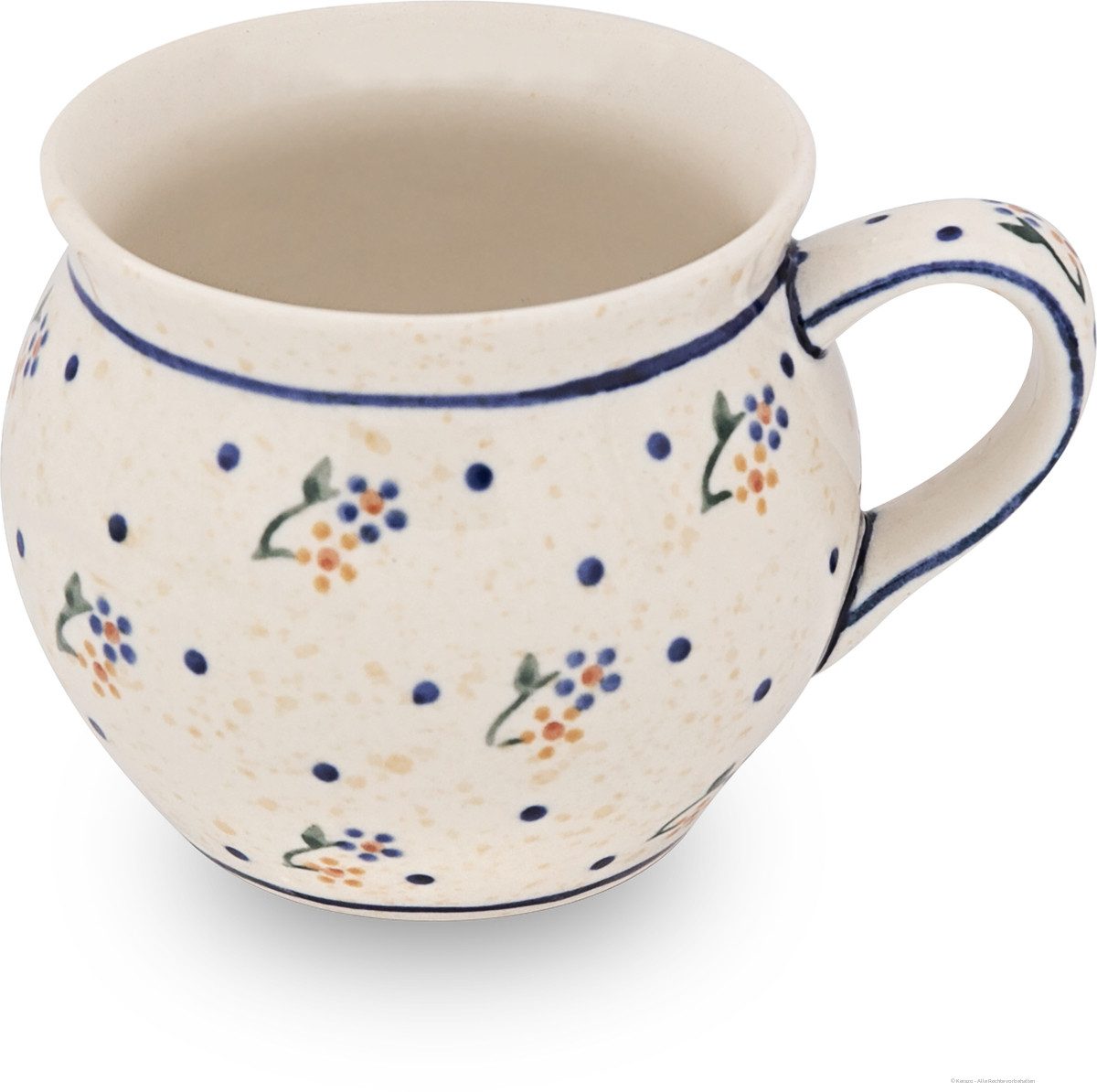 Bunzlauer Keramik Becher Bunzlauer Keramik 320ml Kugelbecher, runder Böhmischer Becher Dekor111, Keramik