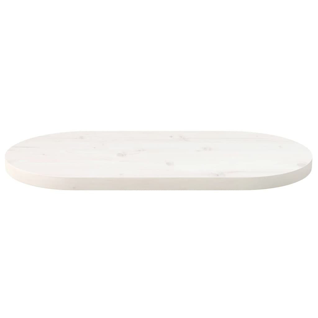 (1 cm Oval 70x35x2,5 Tischplatte furnicato Massivholz Kiefer Weiß St)