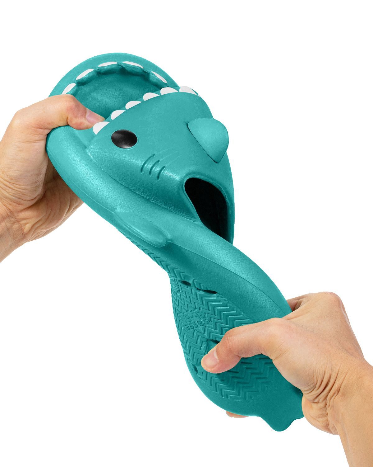 Corimori Bequeme Hai Badeschuhe im Haifisch-Design Badeschuh (Packung, Geschenk) lustige, rutschfeste, schnell trocknende Badeschlappen EU Größe 42-43 – Bild 4 von 4