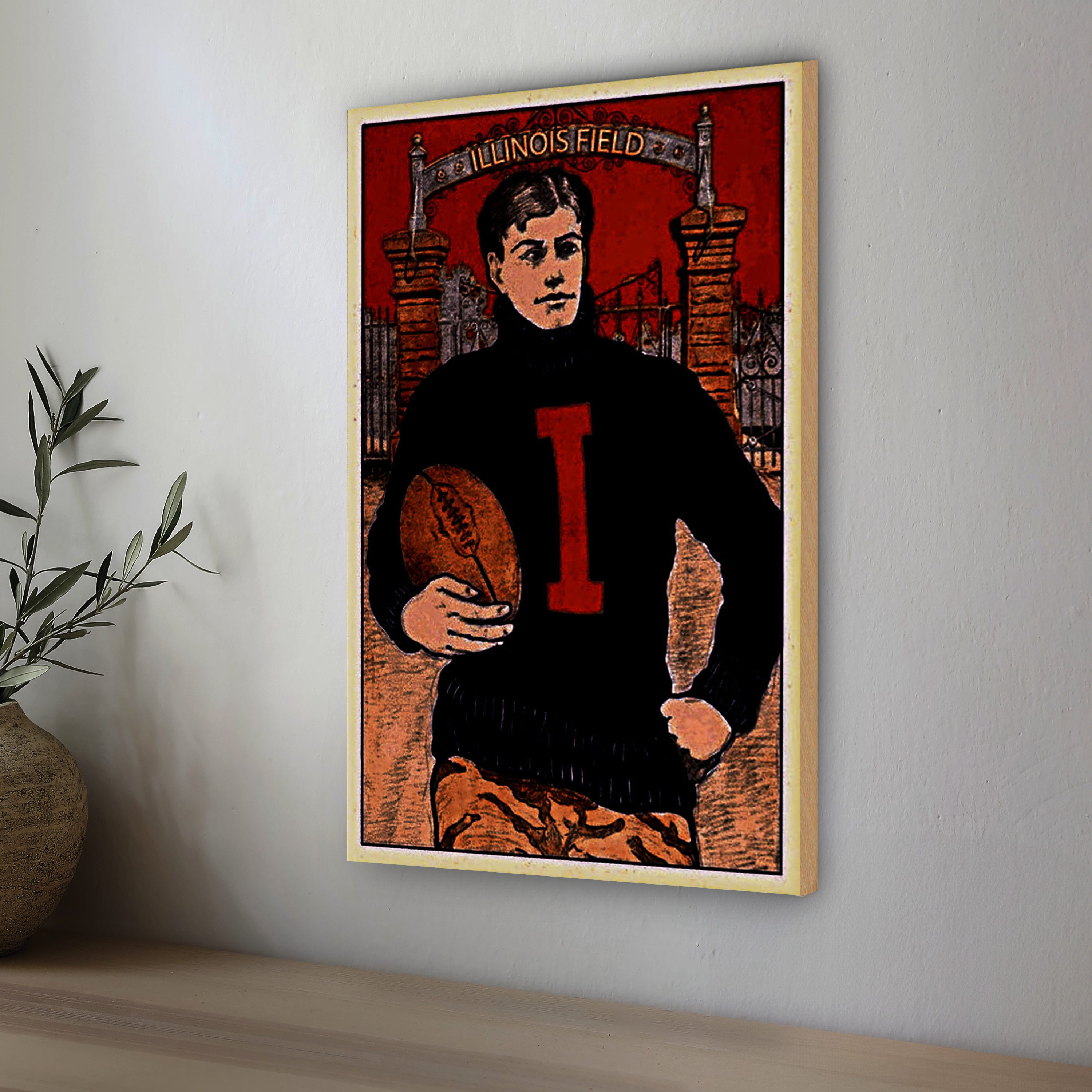 Roomando Holzbild American Football 30x40cm Illinois field