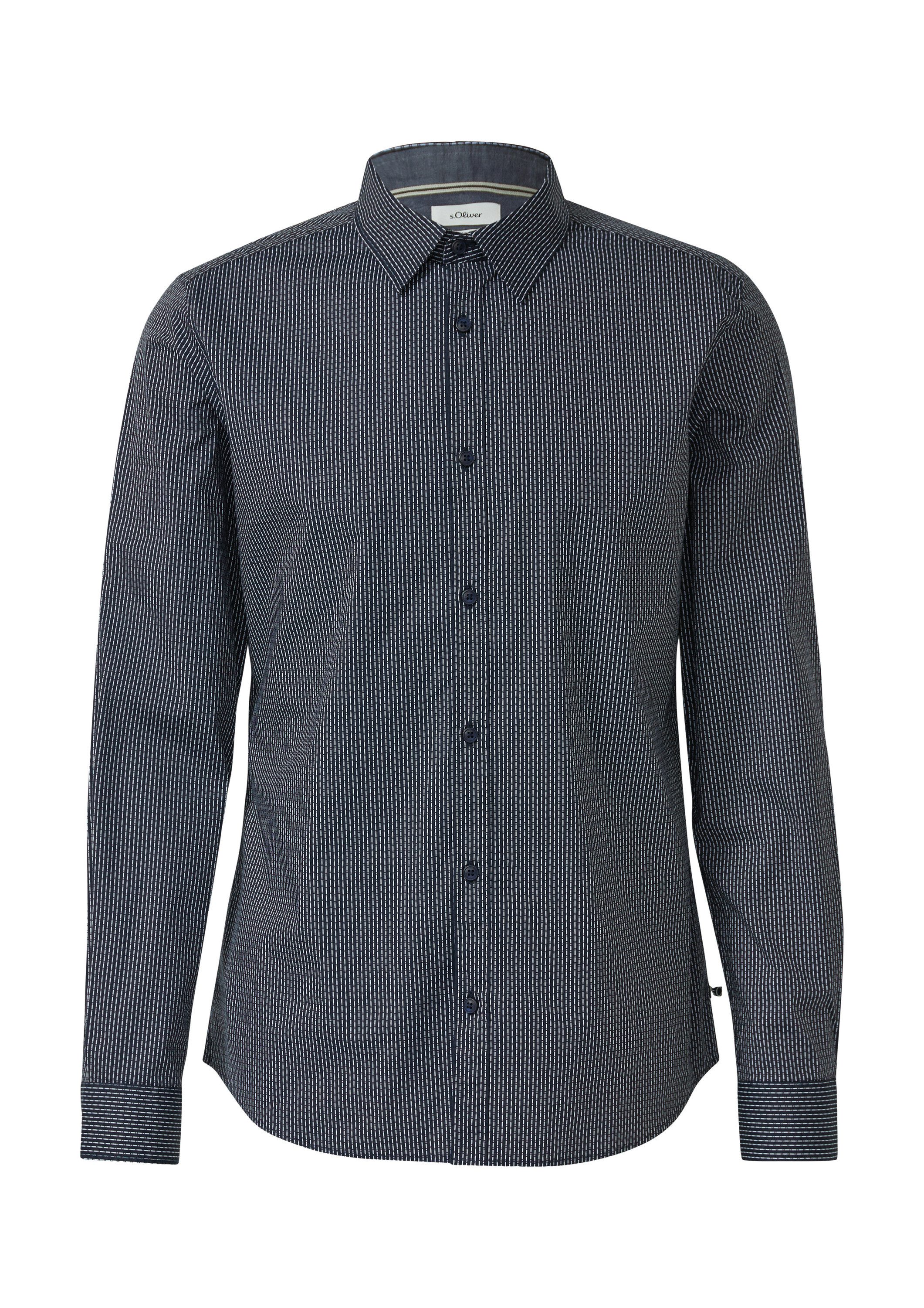 s.Oliver Langarmhemd Hemd Slim Fit: Gemustertes Hemd mit Kentkragen