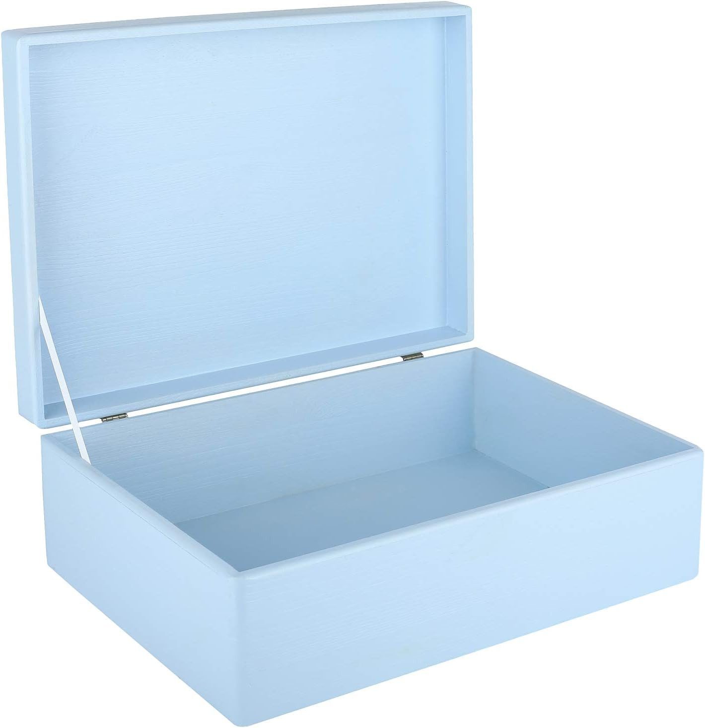 Holzkiste XL Große Holzkiste mit Deckel, 40x30x14 cm, Erinnerungsbox Baby