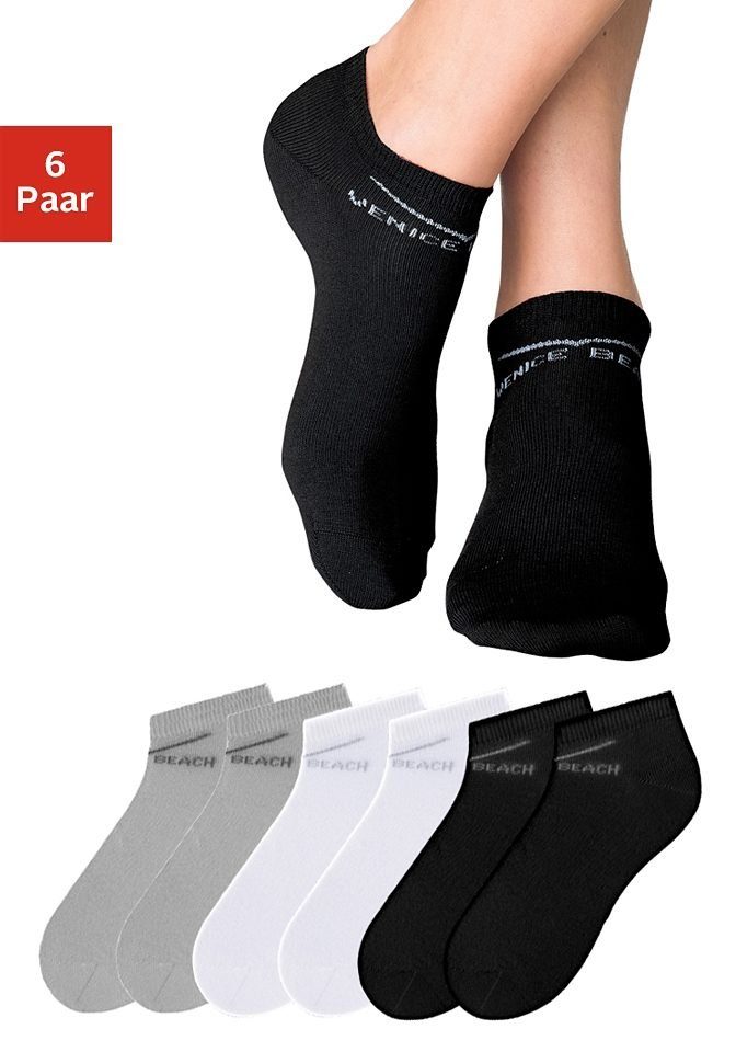 Venice Beach Sneakersocken Damen Kinder Sportsocken, Laufsocken, Kurzsocken (Packung, 6-Paar, Gr. 31-34 bis 39-42) perfekte Passform durch LYCRA-Anteil