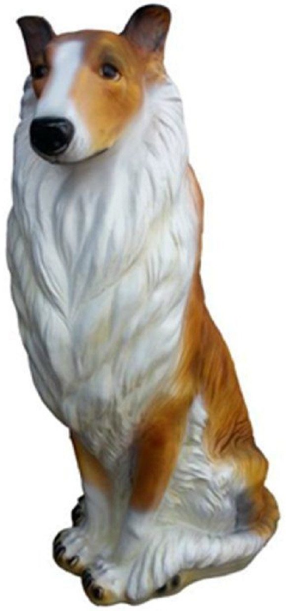 JVmoebel Tierfigur Langhaarcollie Dekofigur aus handgefertigtem Stuckgips oder Kunststoff, Made in Europa