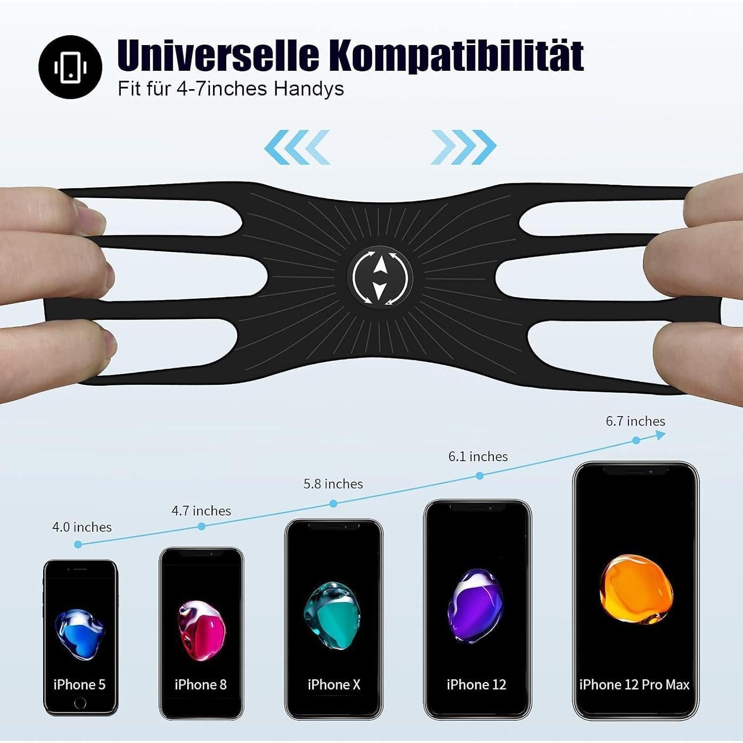 LuxusKollektion Fahrradleinen-Halterung Handyhalterung Fahrrad Universal Abnehmbar 360° Verstellbar 4,0-7,0