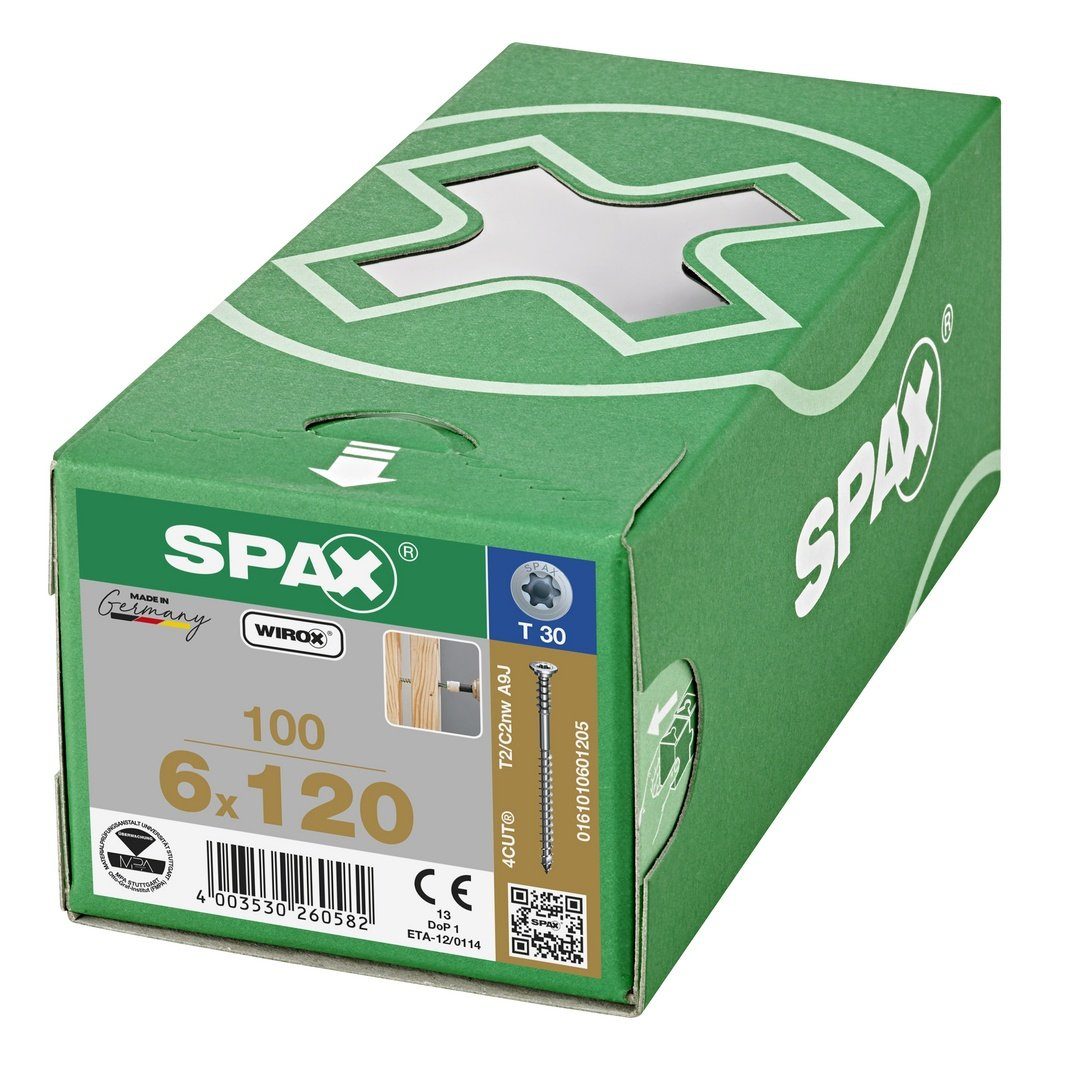 SPAX (Stahl 6x120 weiß St), Spanplattenschraube verzinkt, Justierschraube, 100 mm