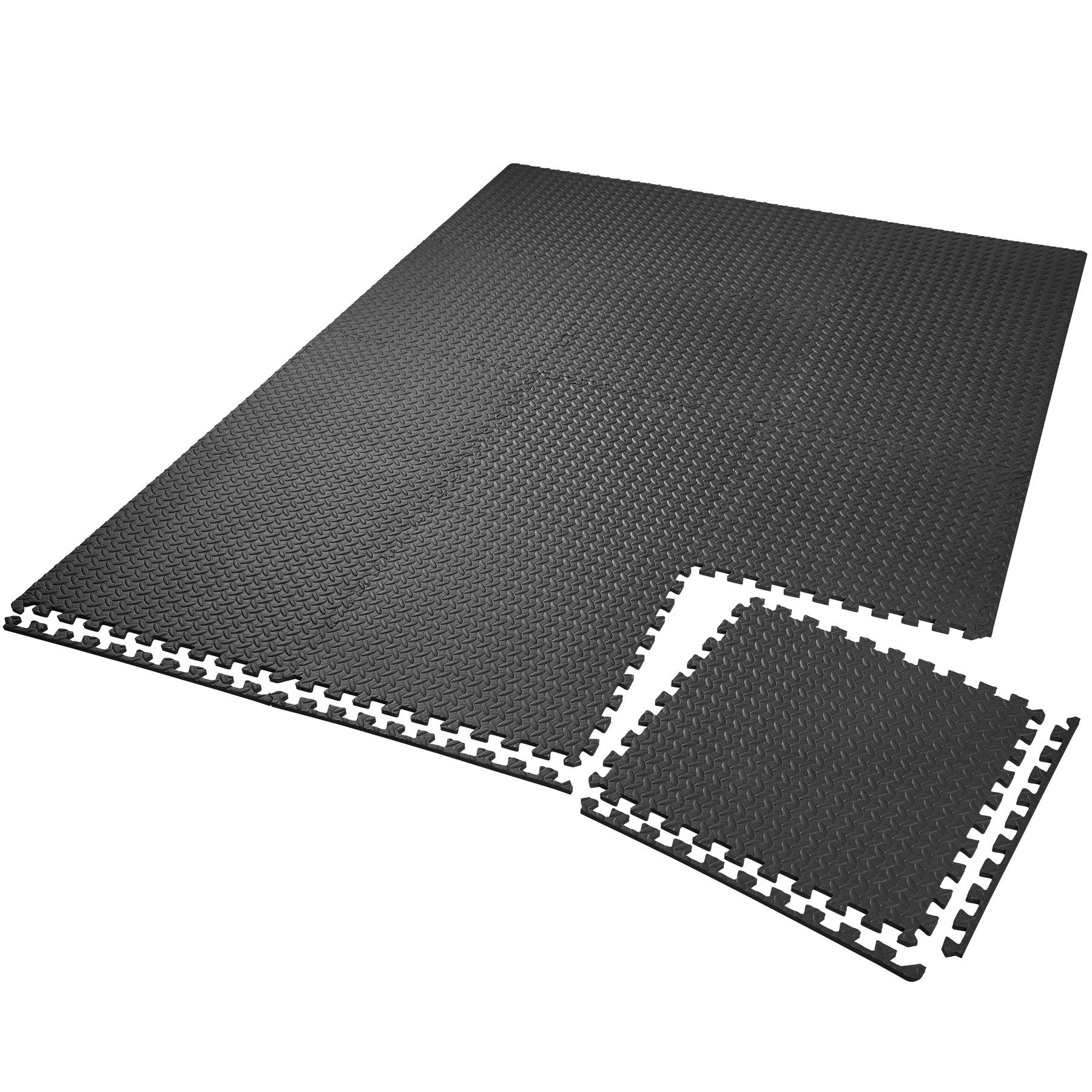 tectake Bodenschutzmatte Bodenschutzmatte 12-tlg., 12er Set mit 24 Randstücken schwarz
