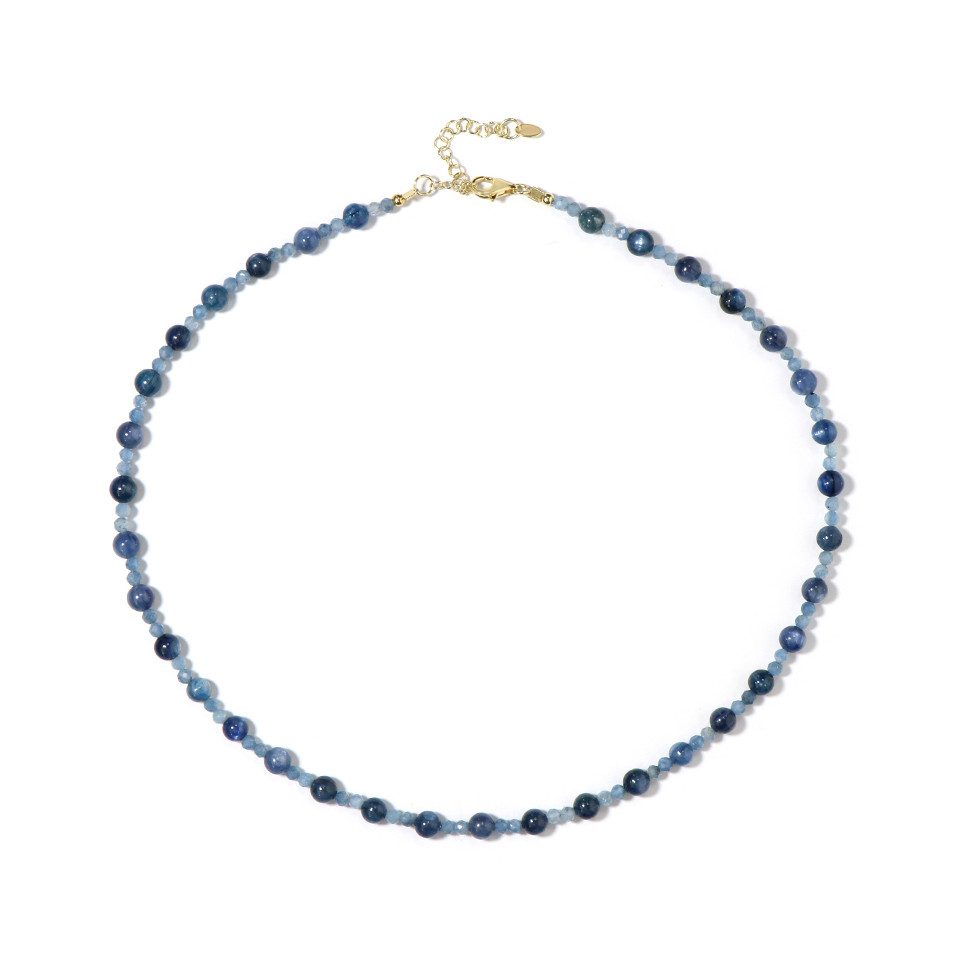 Cavill Silberkette Kyanit-Aquamarin-Halskette aus vergoldetem Silber günstig online kaufen