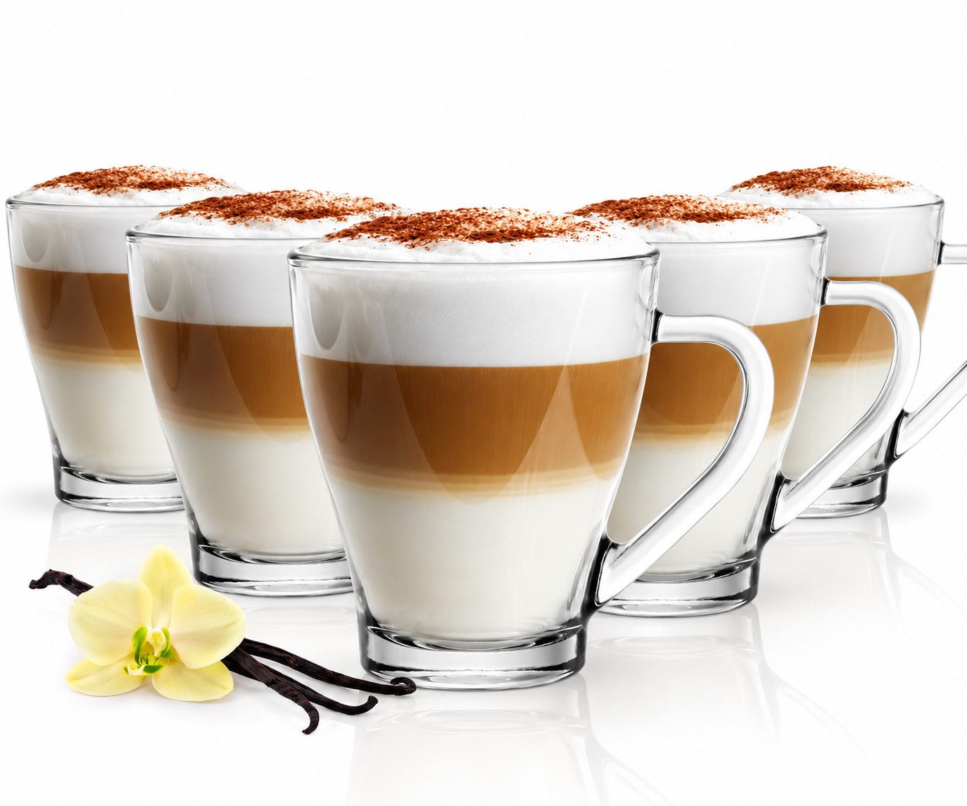 Sendez Gläser-Set 6 Cappuccino Kaffeegläser Teegläser 250 ml Henkel, 6-tlg., Glas