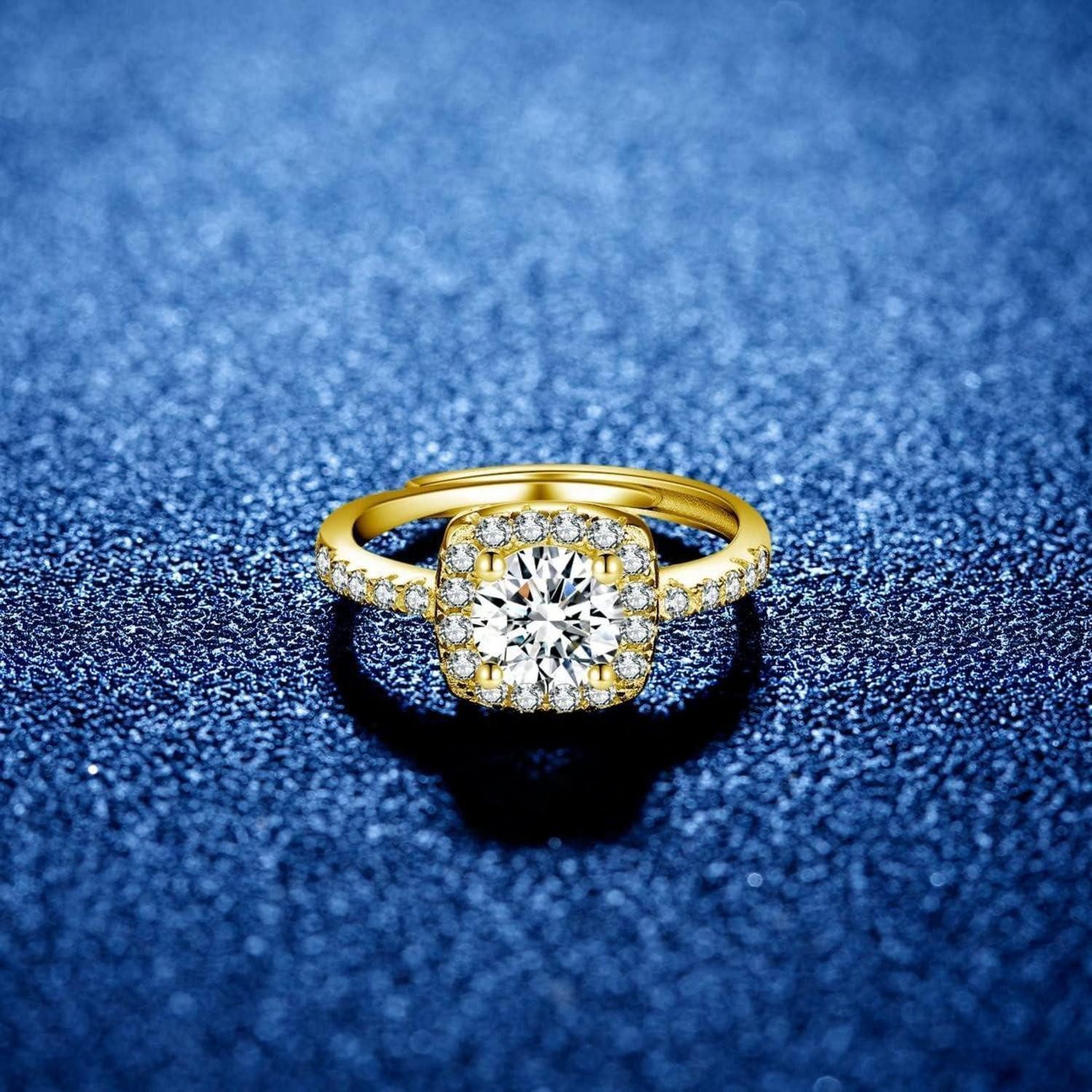 LuxusKollektion Verlobungsring Ringe Silber 925 Damen Verlobungsringe Zirkonia Quadrat Gold