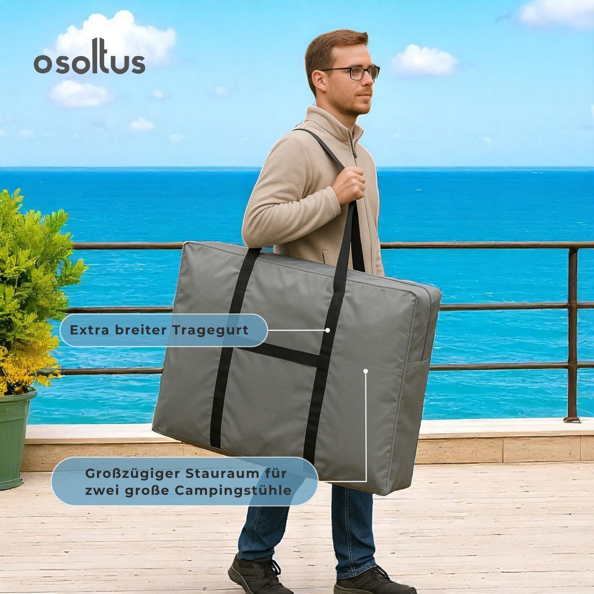 osoltus Gartenmöbel-Schutzhülle osoltus Transporttasche f. Lafuma Relax Liegen Camping Sessel 107 x – Bild 4 von 5