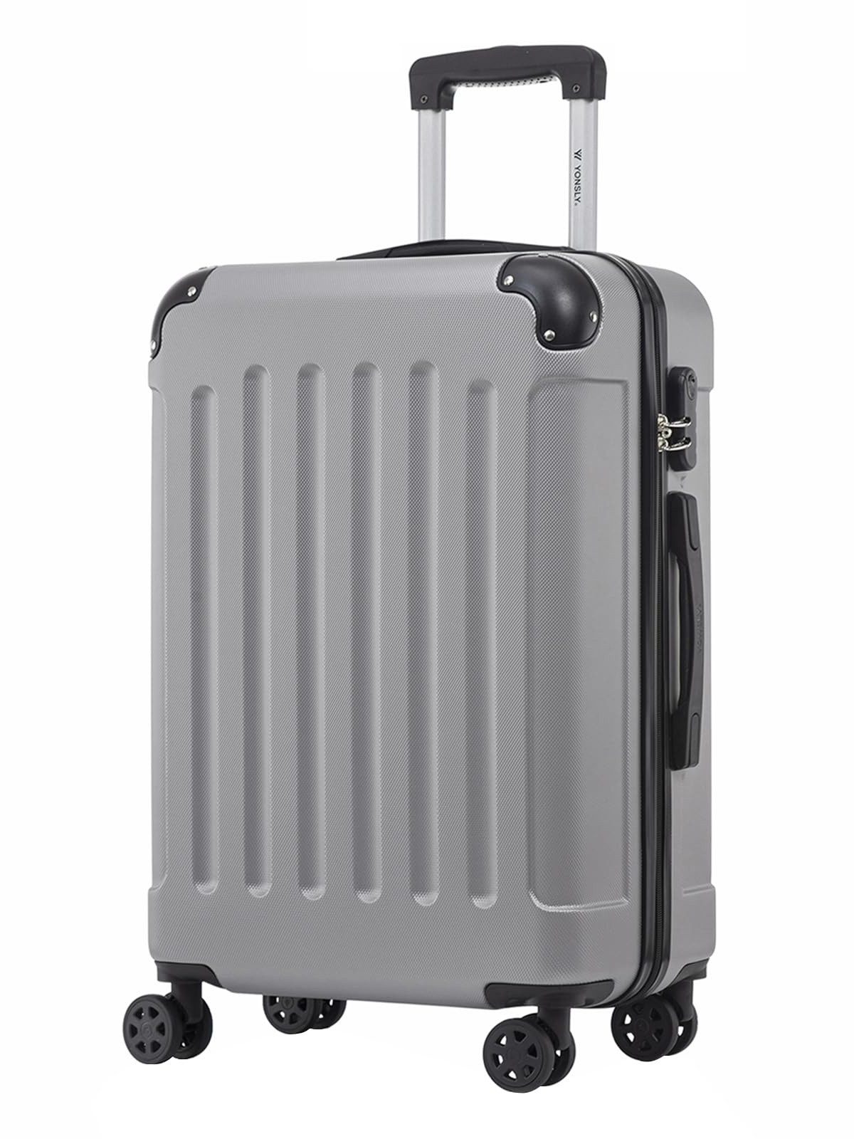 YONSLY Hartschalen-Trolley Hartschalen-Reisekoffer Trolley für Kurztrip und Urlaubsreisen, 4 Rollen, mit Zahlenschloss, ABS-Schale und weichem Gummigriff für Tragekomfort