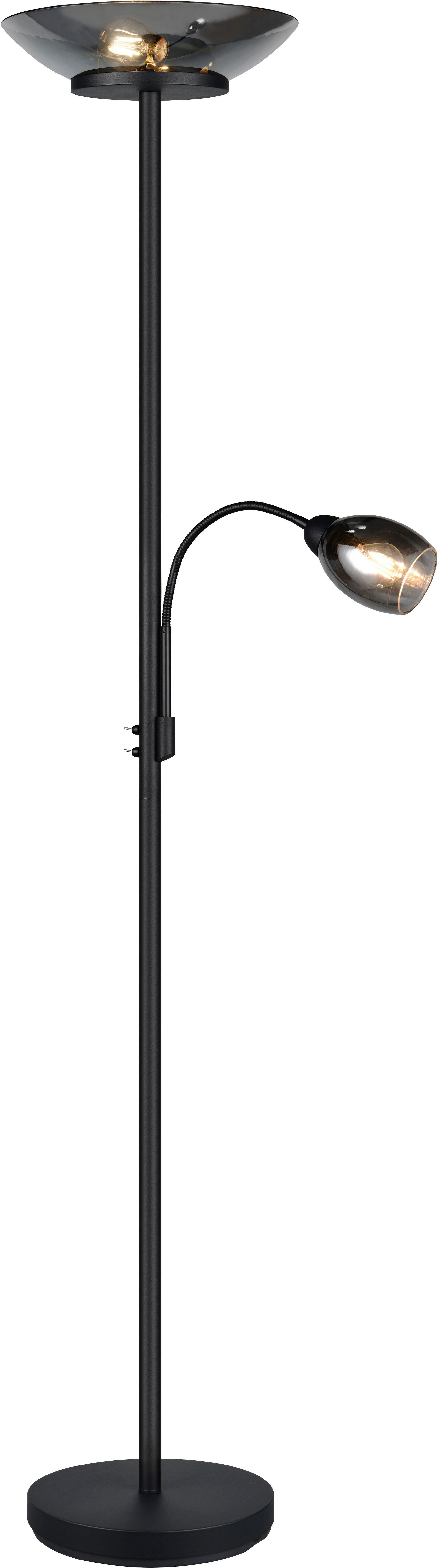 Reality Leuchten Stehlampe Gerry Stehleuchte Wohnzimmer mit Lesearm getrennt schaltbar Höhe 180cm, Ein-/Ausschalter, Lesearm, getrennt schaltbar, Leuchtmittel wechselbar, warmweiß - kaltweiß, ohne Leuchtmittel: 2x E27 max 18W, 1x E14 max 10W, Glas chrombedampft