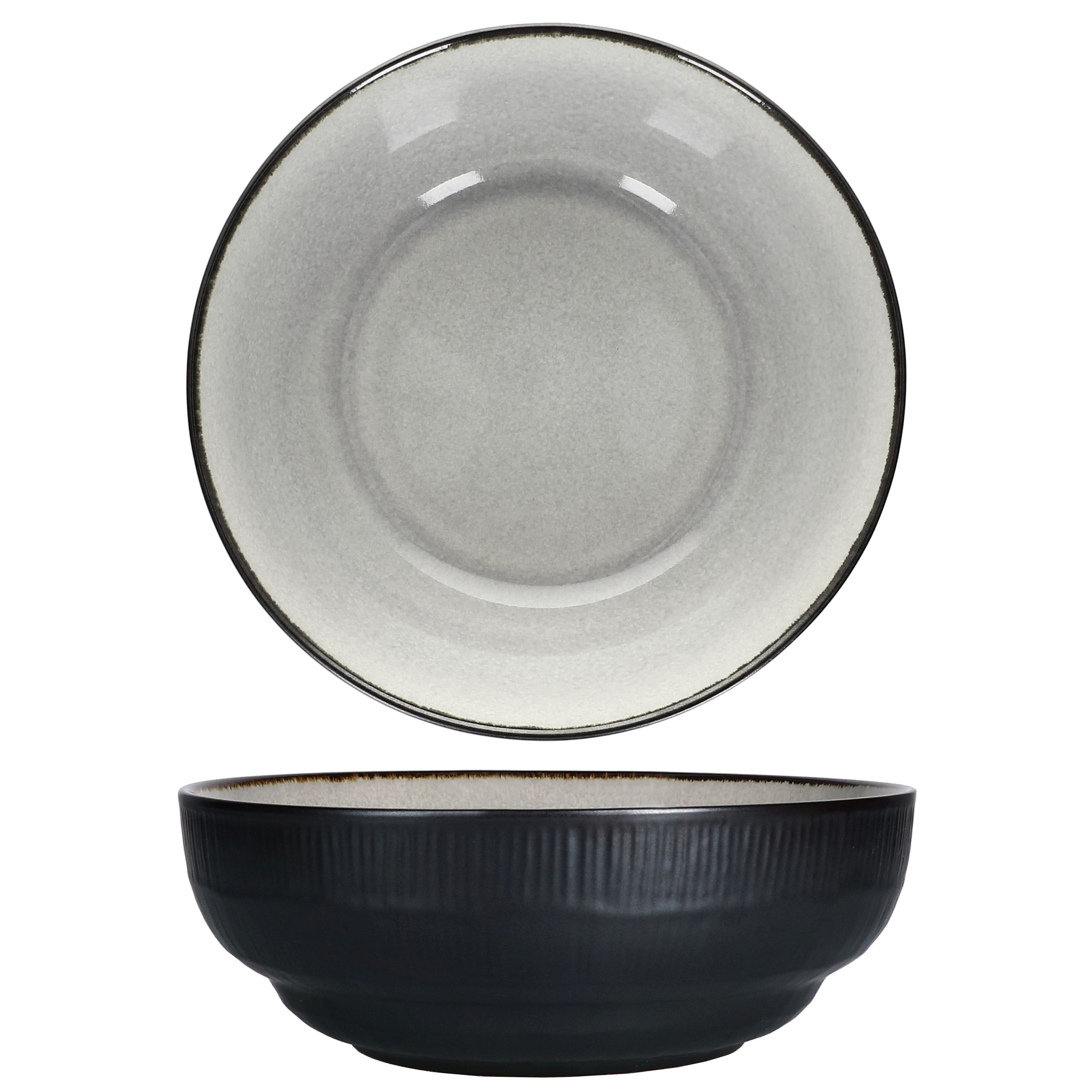 MamboCat Servierschale 6x Reactive Glaze Dark Cement Bowl-Schale 500ml Schüssel Grau, Steingut