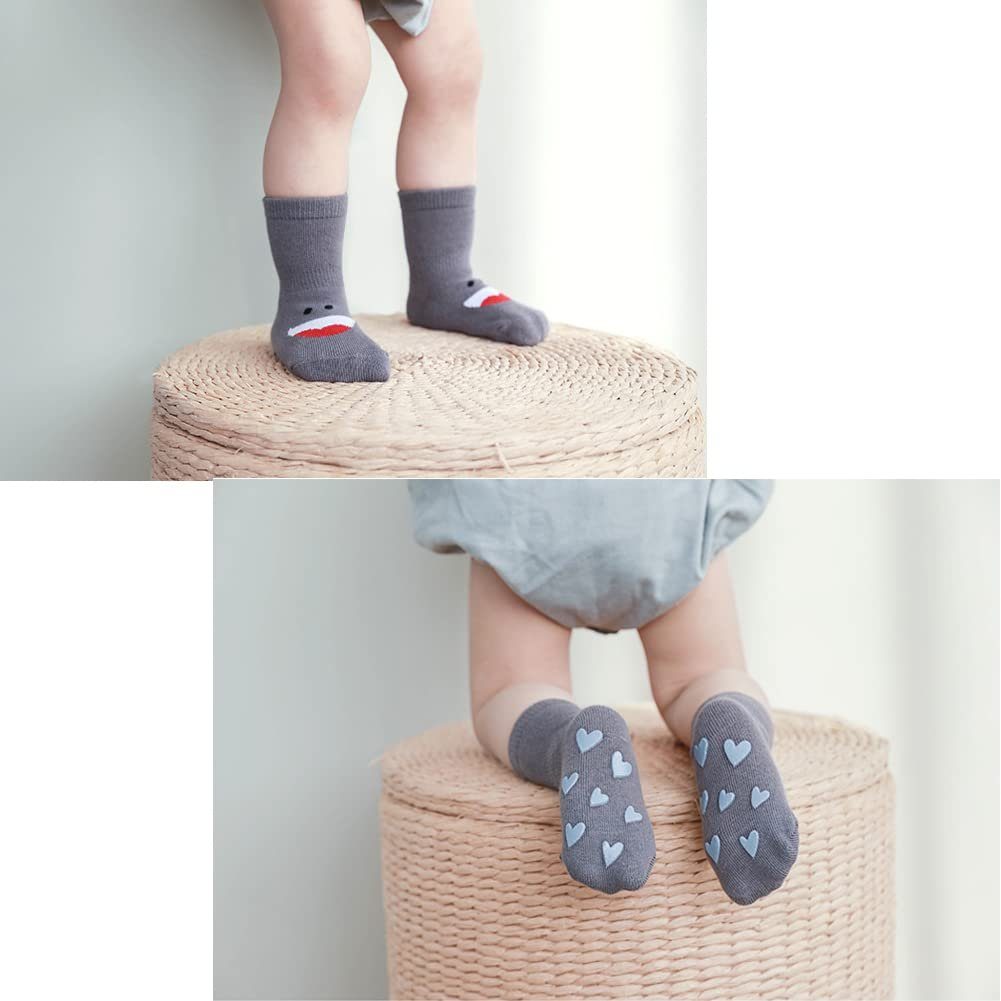 POCHUMIDUU Kuschelsocken Rutschfeste Socken für Anti Kinder Paar (5-Paar, Jungen Sportsocken Rutsch Stoppersocken) Mädchen Baby 5 Socken