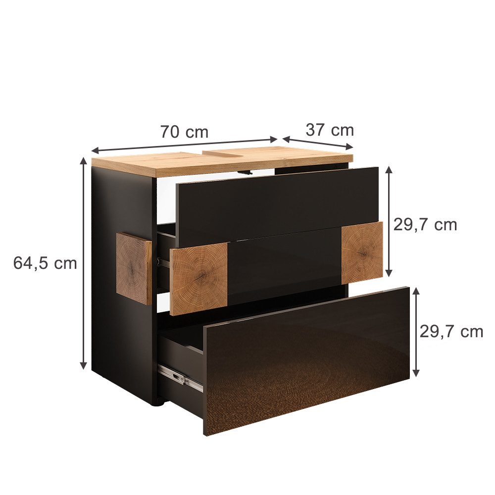 Vicco Waschbeckenunterschrank Eden, Anthrazit/Artisan-Eiche, 70 x 64.5 cm m günstig online kaufen