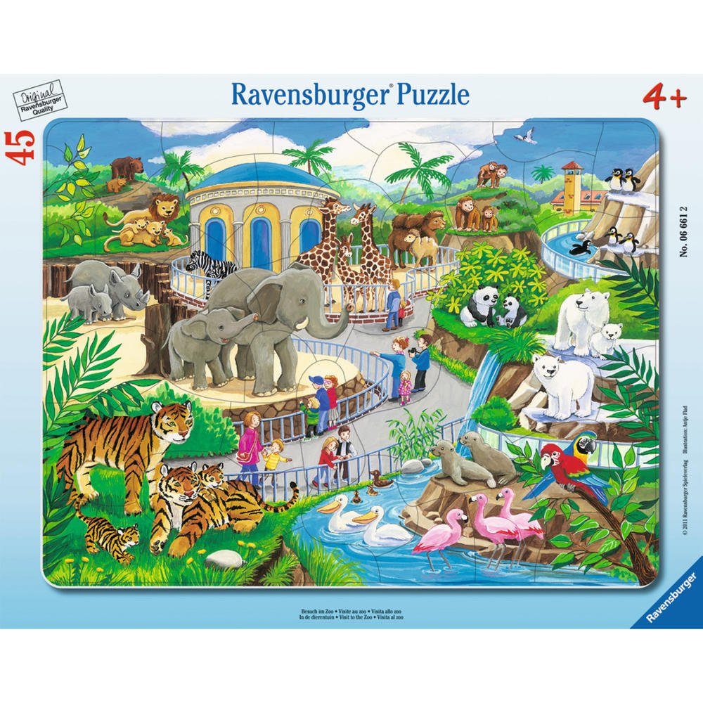 Ravensburger Rahmenpuzzle Besuch Im Rahmenpuzzle, Zoo 45 Puzzleteile 