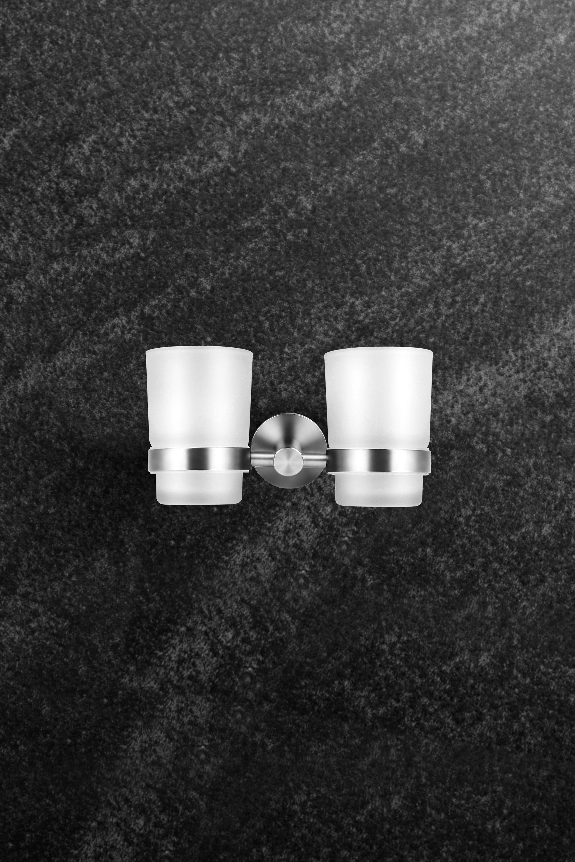 Ambrosya Zahnbürstenhalter Zahnbürstenhalter aus Edelstahl mit Glas - Zahnp günstig online kaufen