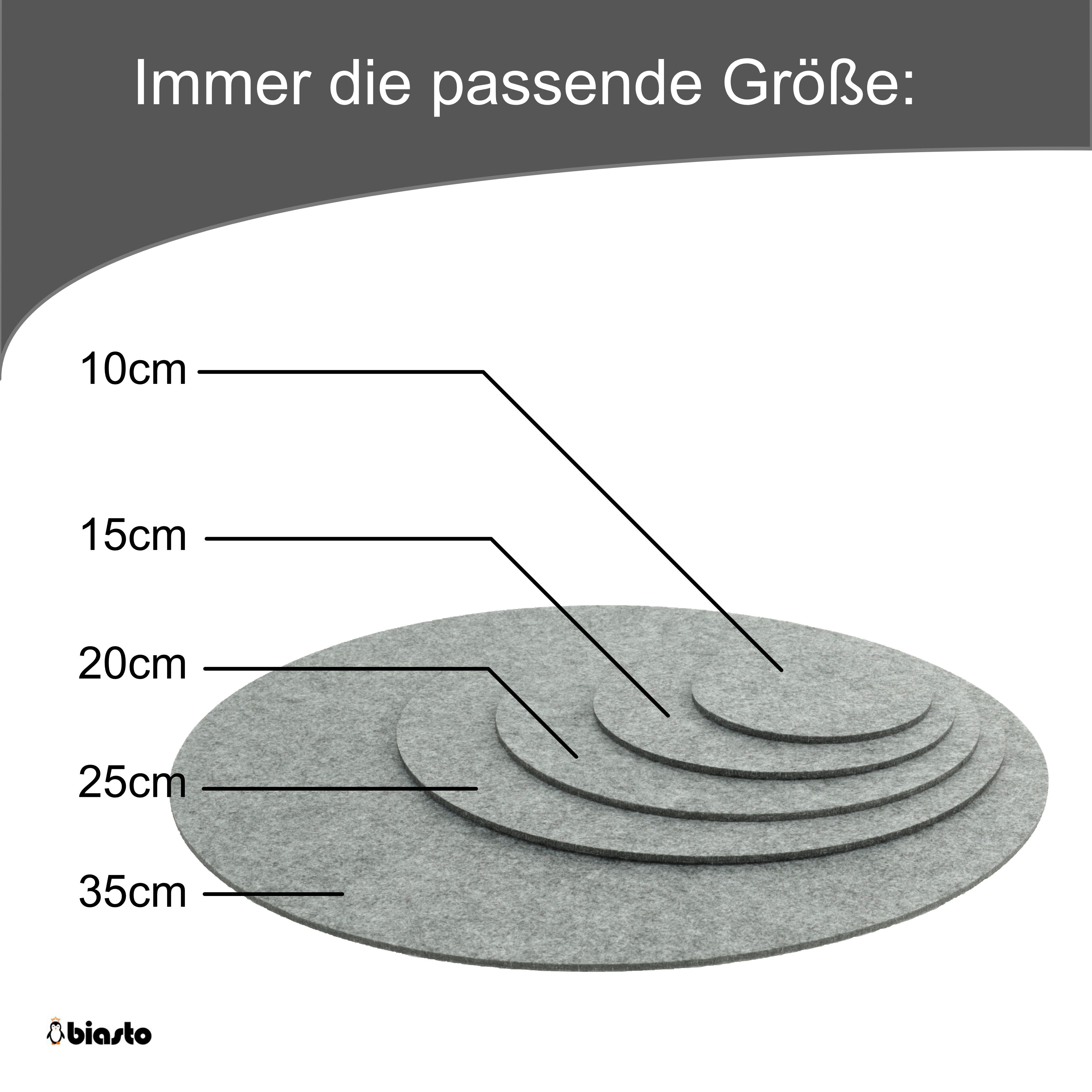 BIASTO Getränkeuntersetzer Runder Filz-Untersetzer, Scheibe, Größenwahl, Farbwahl, Zubehör für Gläser, Vasen, Tassen, Teller, Tische, Gläser, Weingläser, Cockta – Bild 4 von 5