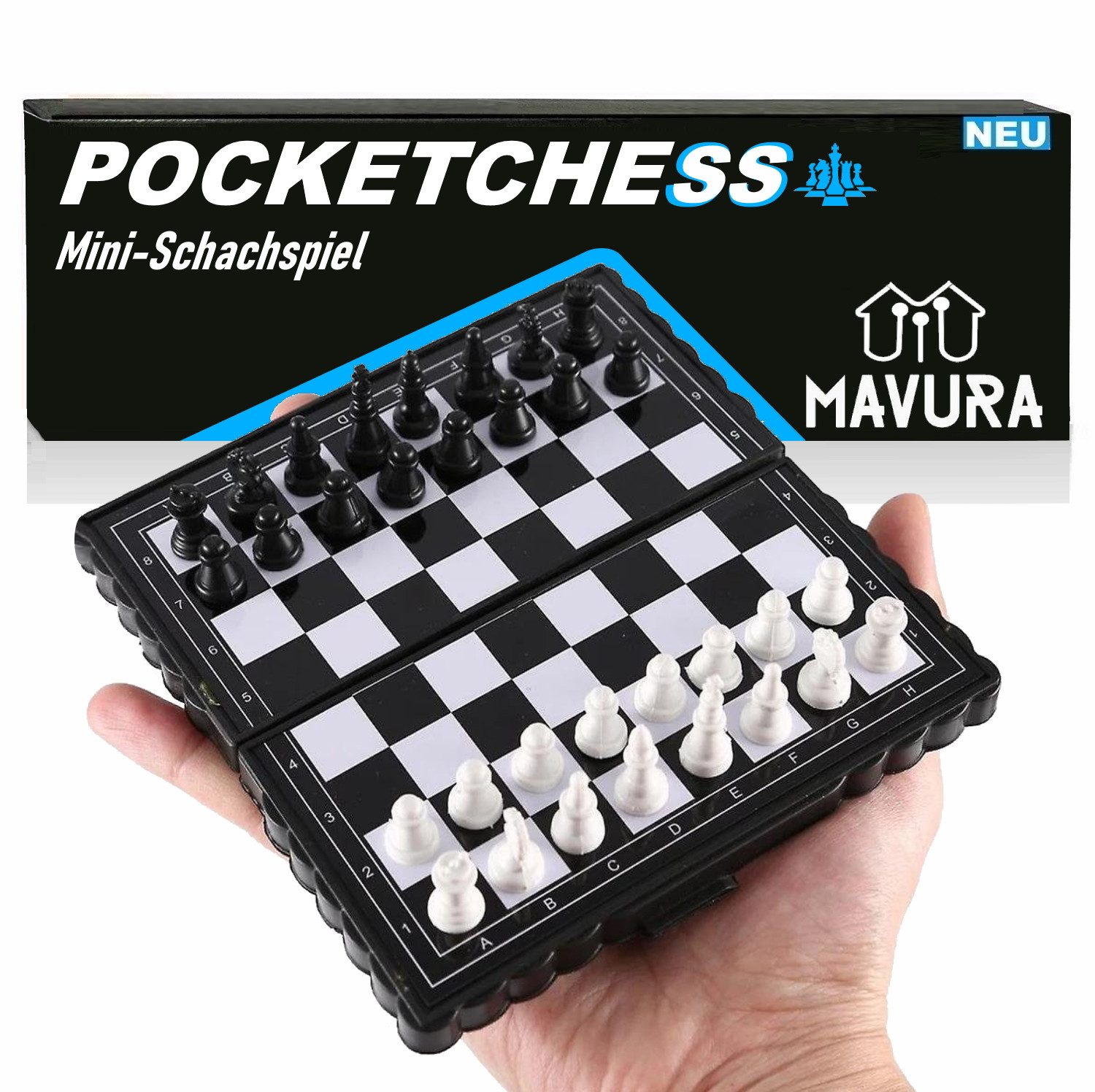 MAVURA Lernspielzeug POCKETCHESS Mini Schachspiel Schachbrett Reiseschach magnetisch, einklappbar klappbares Schach Brett Mini Chess Board