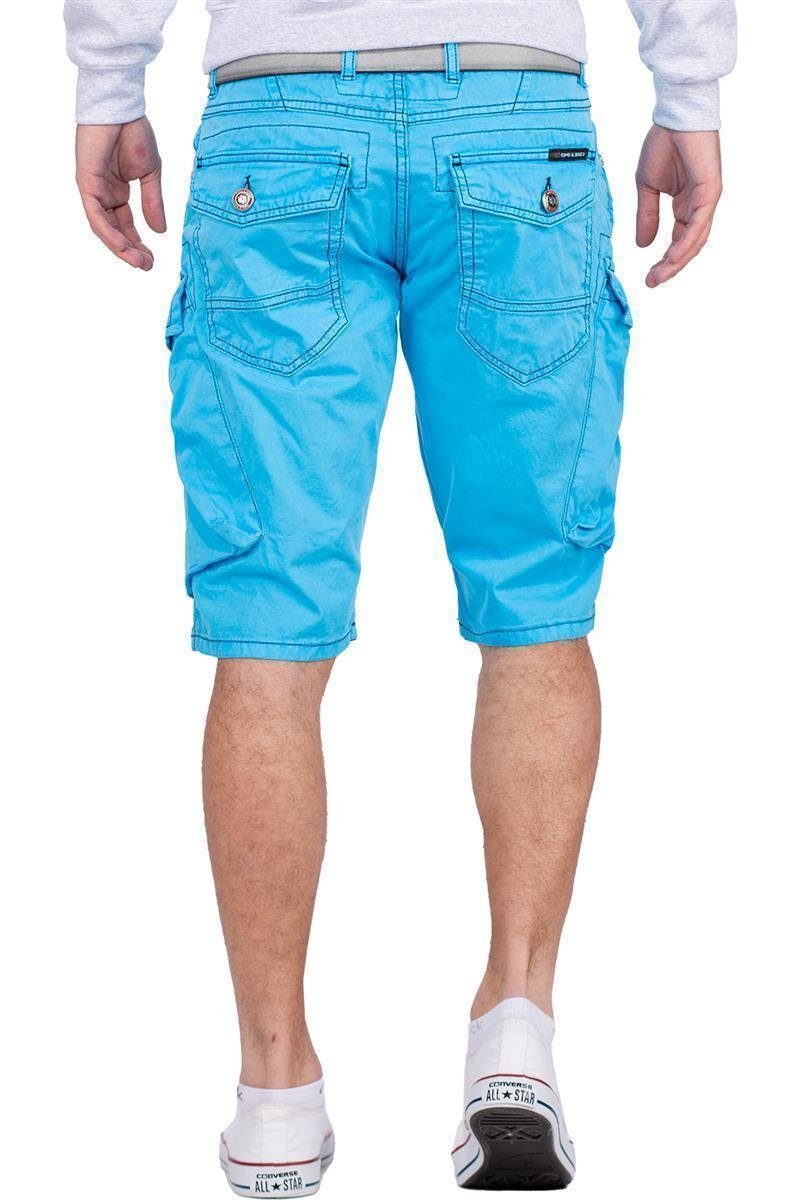 Cipo & Baxx Jeansshorts Kurze (1-tlg) Style Seitentaschen mit BA-CK229 Hose Cargo hellblau